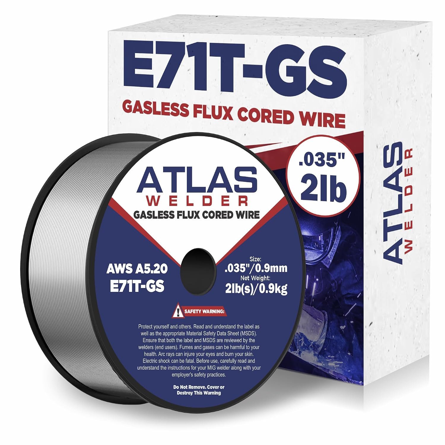 ATLASWELDER Flux Core Welding Wire, E71T-GS .035 Inch 2LB, Gasless Mild Steel…