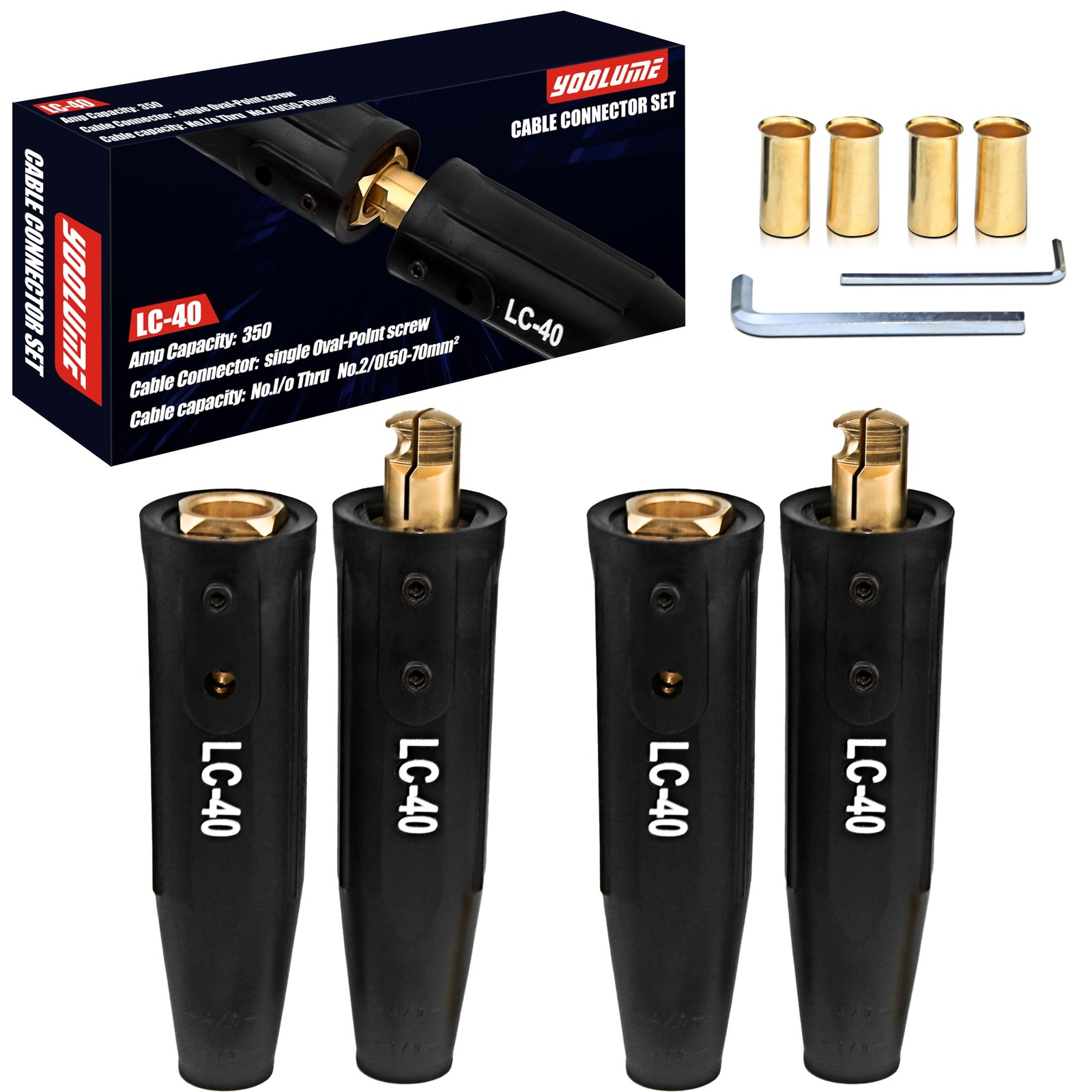 2 Pack LC-40 Cable Connector Set (2 Male / 2 Female), Welding Lead Connectors…