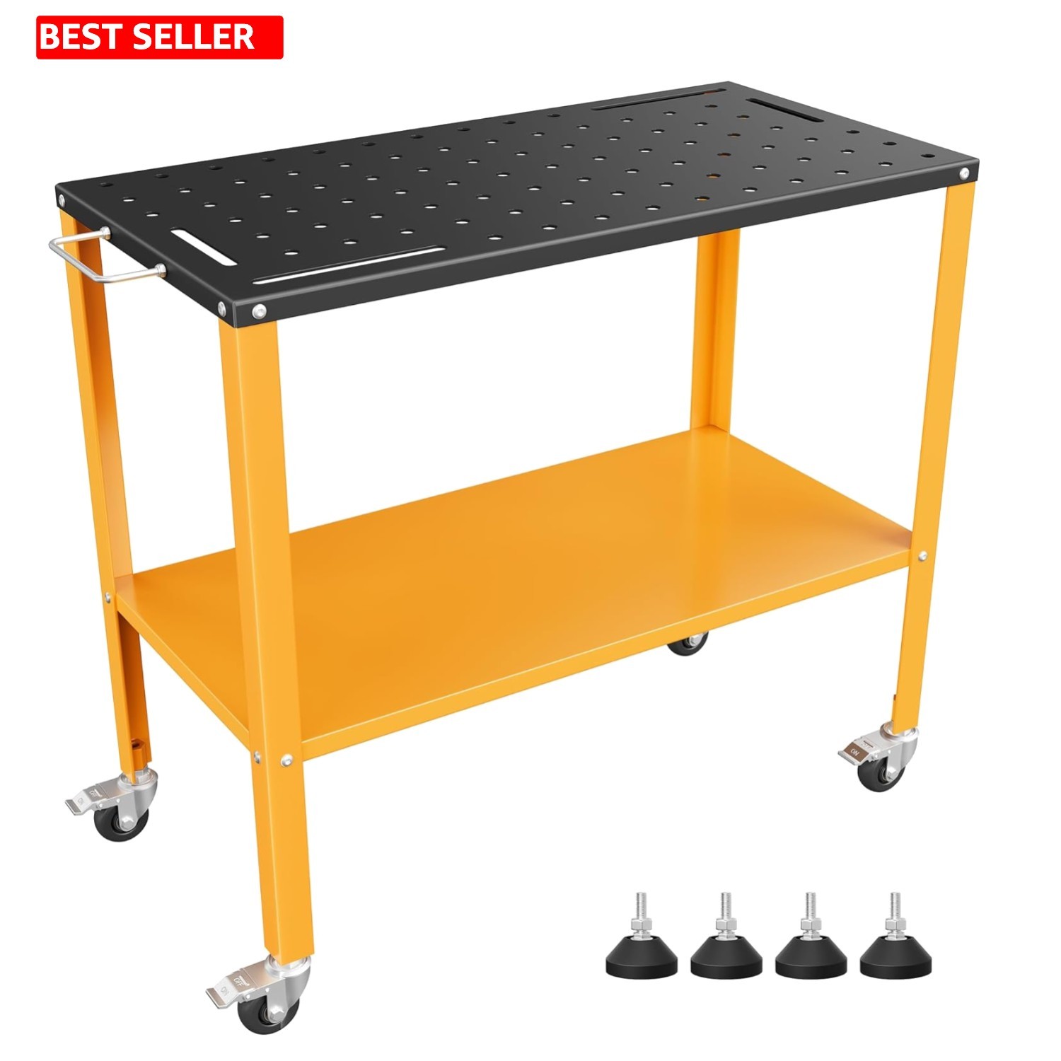 Mobile 1200 lbs Welding Table with Storage Tray – Black Oxide Finish Workbench