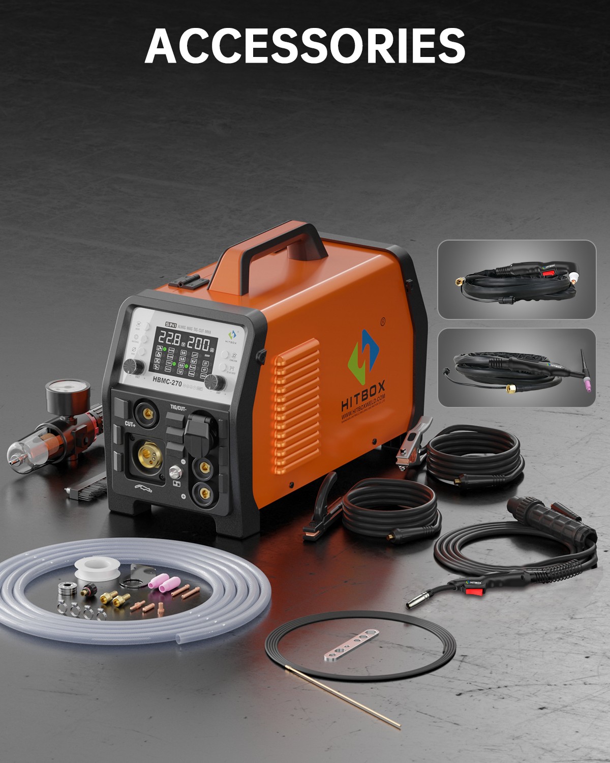 6-in-1 200A Aluminum Gas Gasless MIG TIG STICK Plasma Cutter Welder w/Helmet Kit