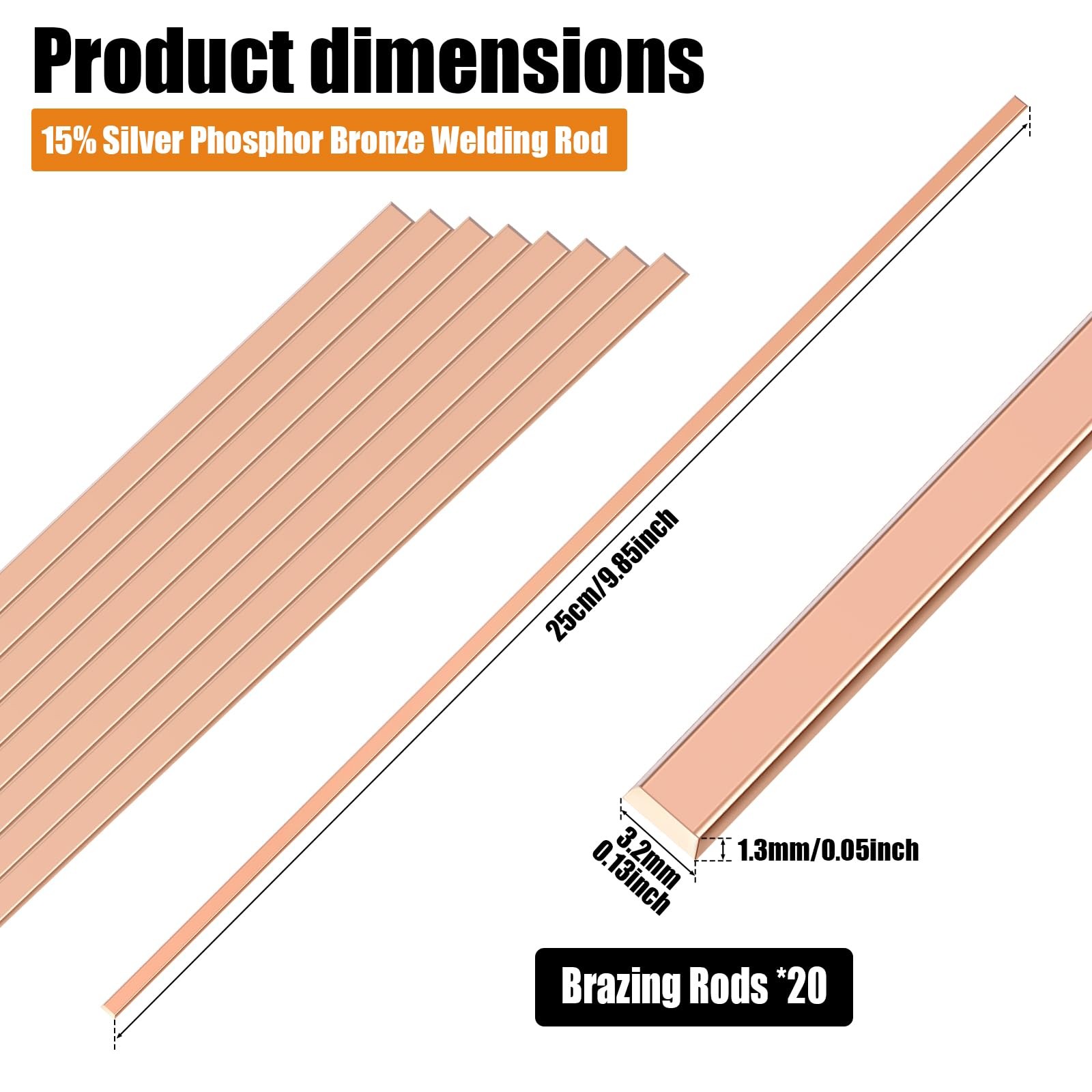 20 Pcs 15% Silver Brazing Rods AWS BCuP-5 Solder Phosphor Copper 20PCS