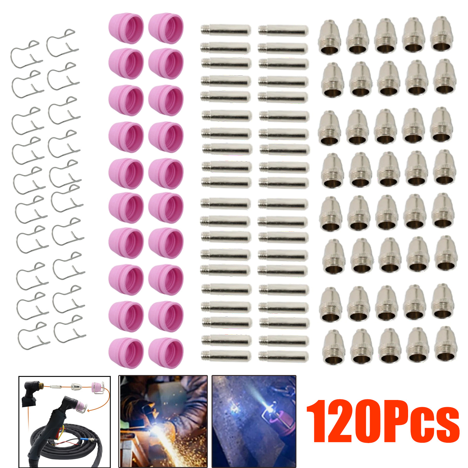 120pcs Plasma Cutter Torch Consumables Kit 60Amp for SG-55, AG-60, WSD-60 CUT50