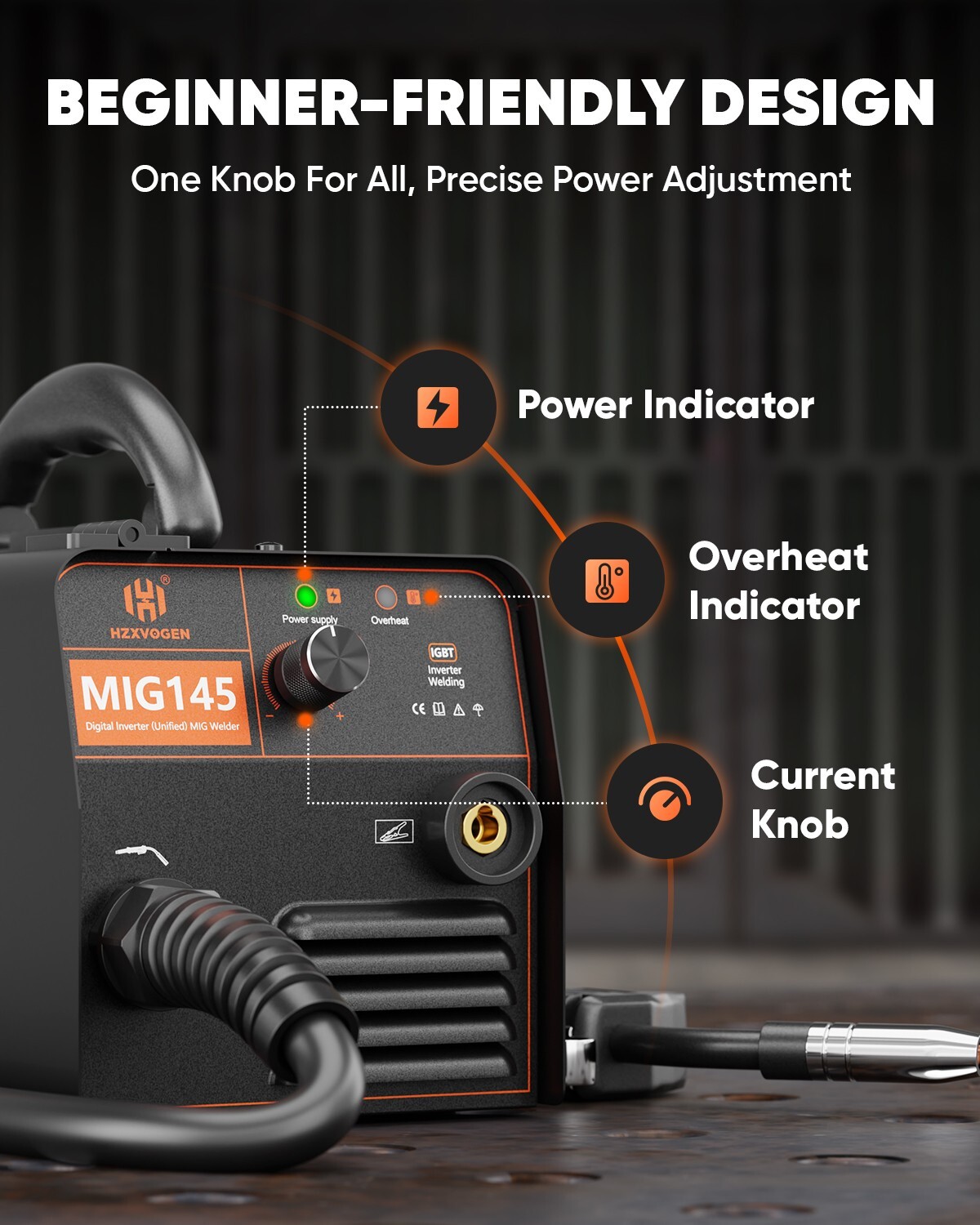 Mini MIG Welder 110V/220V MIG Welding Machine Gasless Flux Core Weld Iron 145Amp