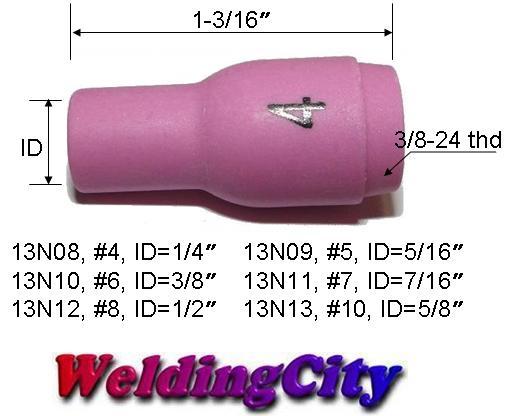 WeldingCity® 10-pk Ceramic Cup Nozzle 13N08 #4 1/4″ TIG Welding Torch 9/20/25 US