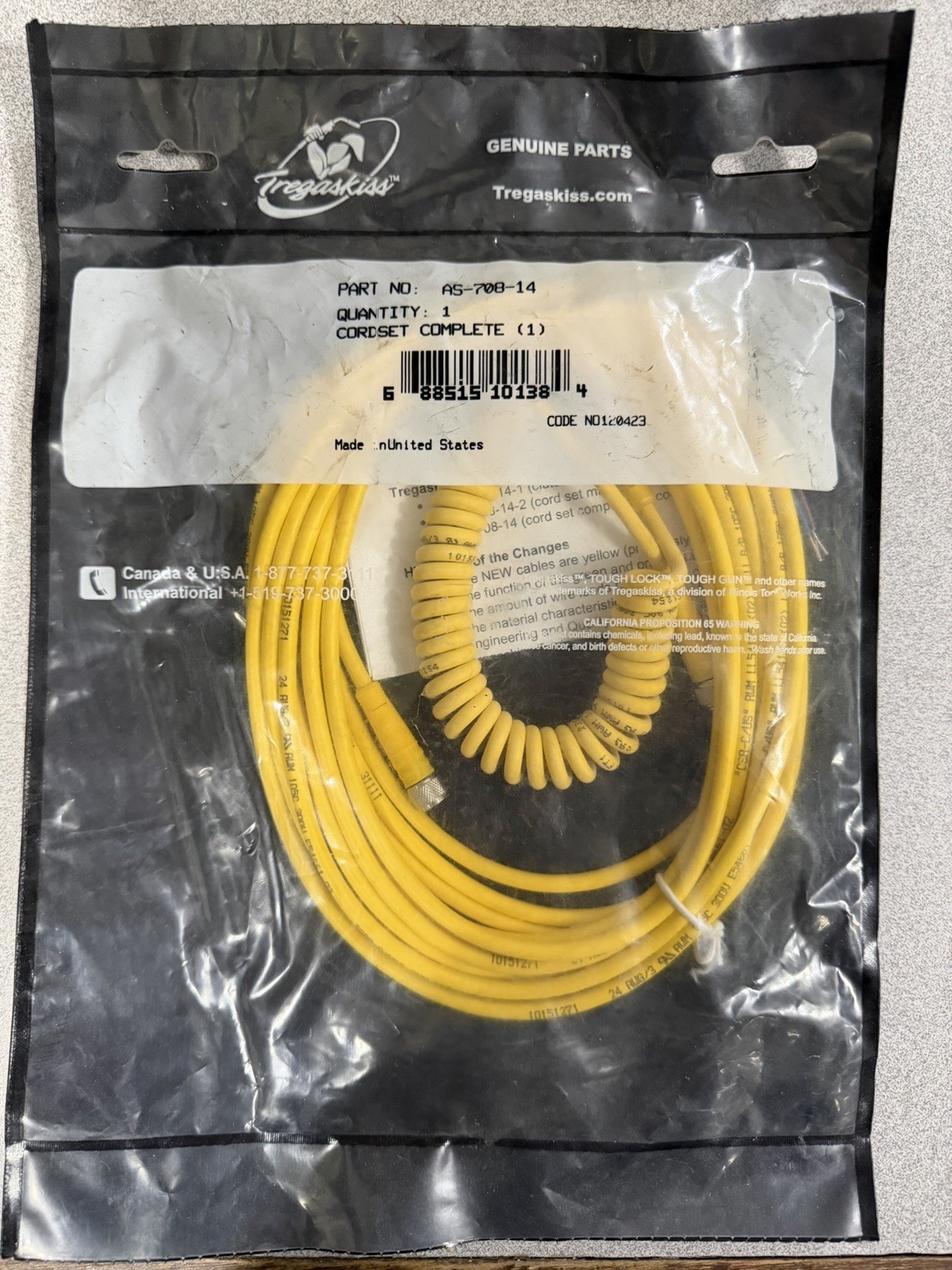 Tregaskiss Genuine Parts Cordset Complete AS-708-14 Qty 1