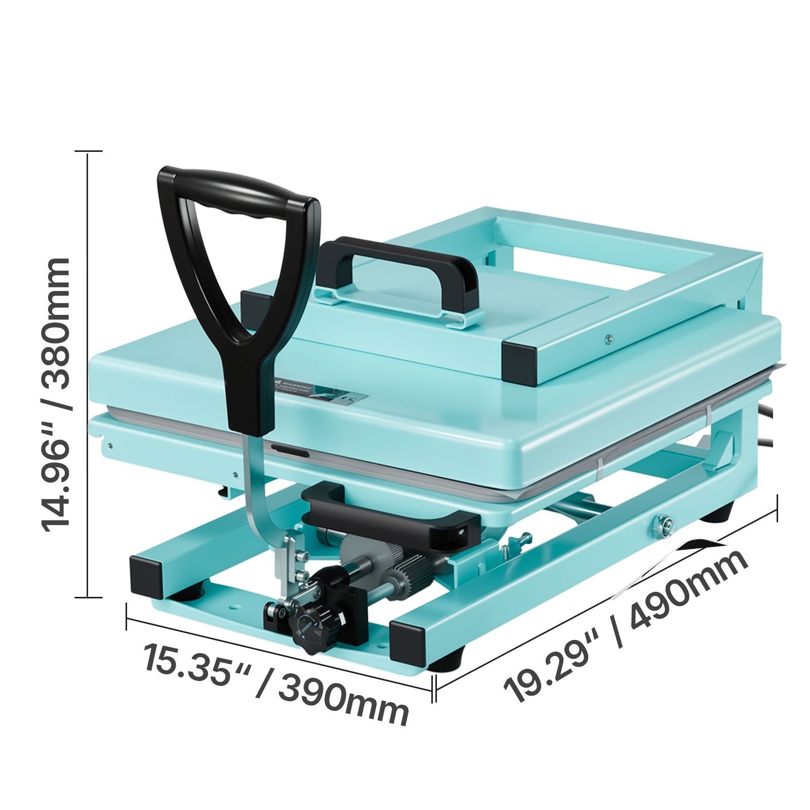 15x15in 5-in-1 Hybrid Heat Press for T-Shirts, Mugs, Caps, Plates, Light Green