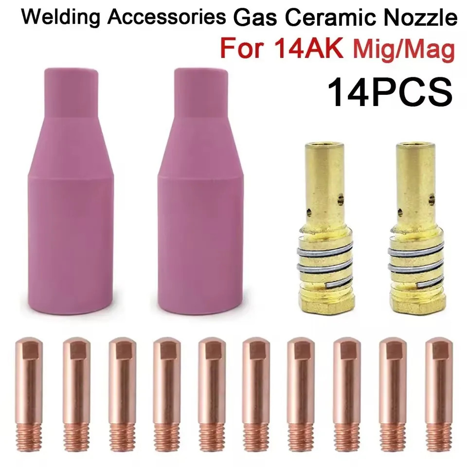 14Pcs/Set, MIG-14AK MB14AK Welding Torch 0.6/0.8/0.9/1.0/1.2Mm Consumables Torch