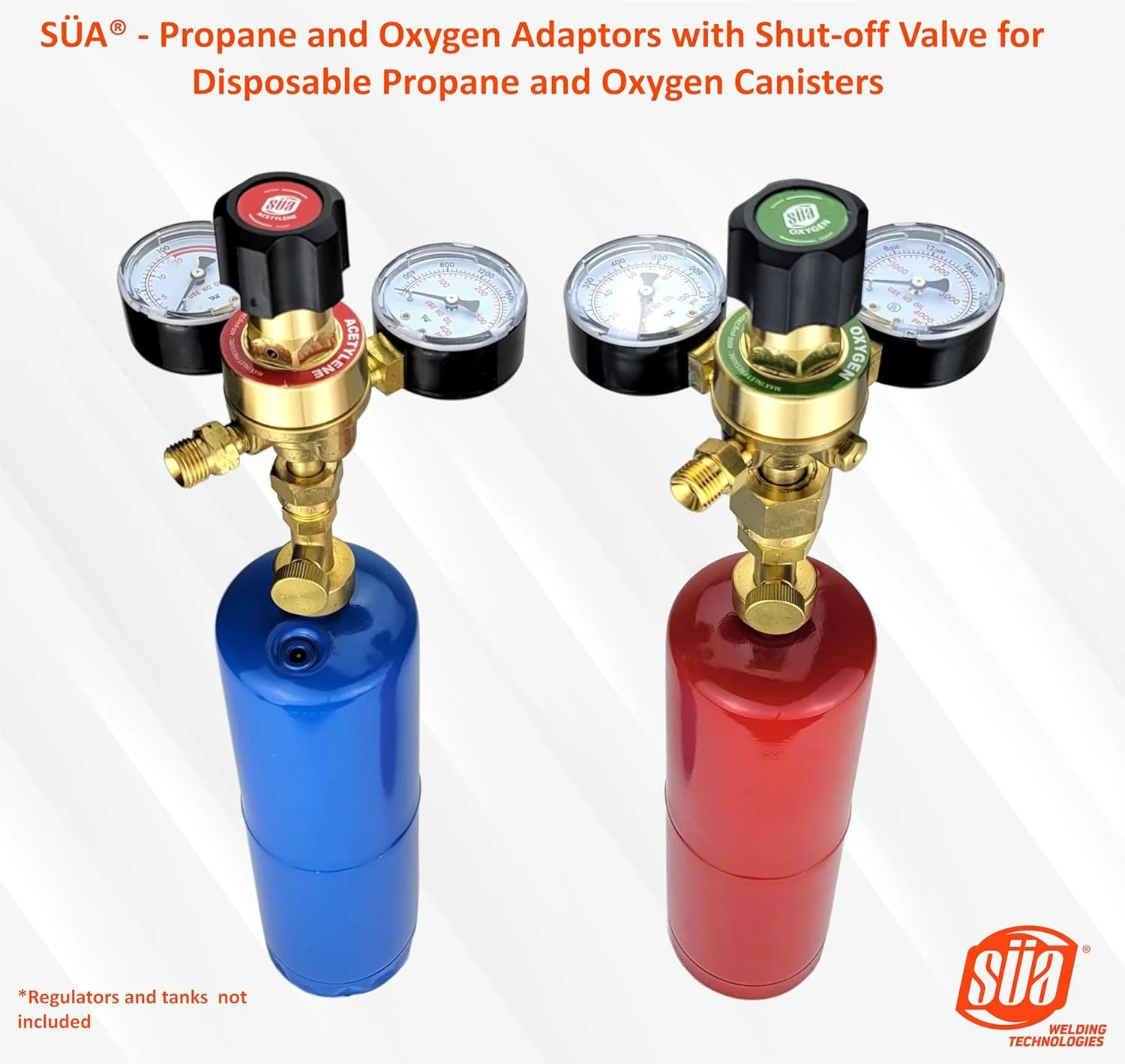 SÜA – Propane and Oxygen Adaptors with Valve for Disposable Propane and Oxygen C