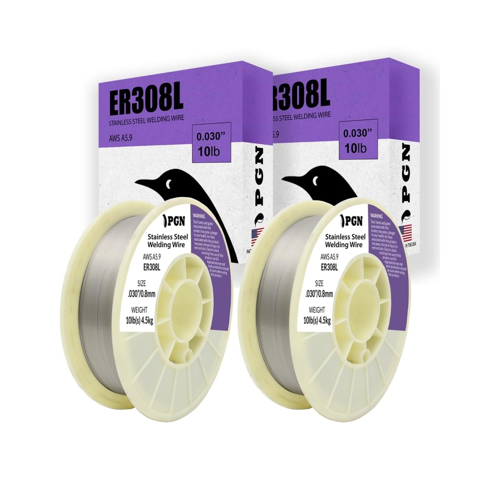 (2 Pack) PGN Stainless Steel MIG Welding Wire – ER308L .030 Inch, 10 Pound Sp…