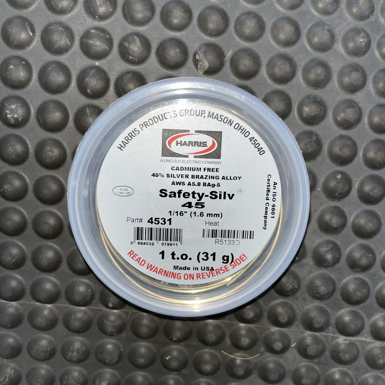 Harris Safety-Silv 45% 1/16 Silver Solder Brazing Alloy 1 Troy Ounce, 76310 4531