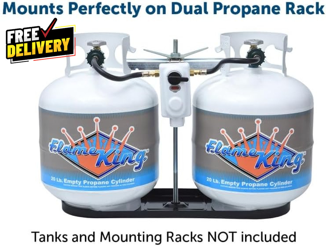 2-Stage LP Propane Gas Regulator Auto Changeover with Two 12 Inch Pigtails