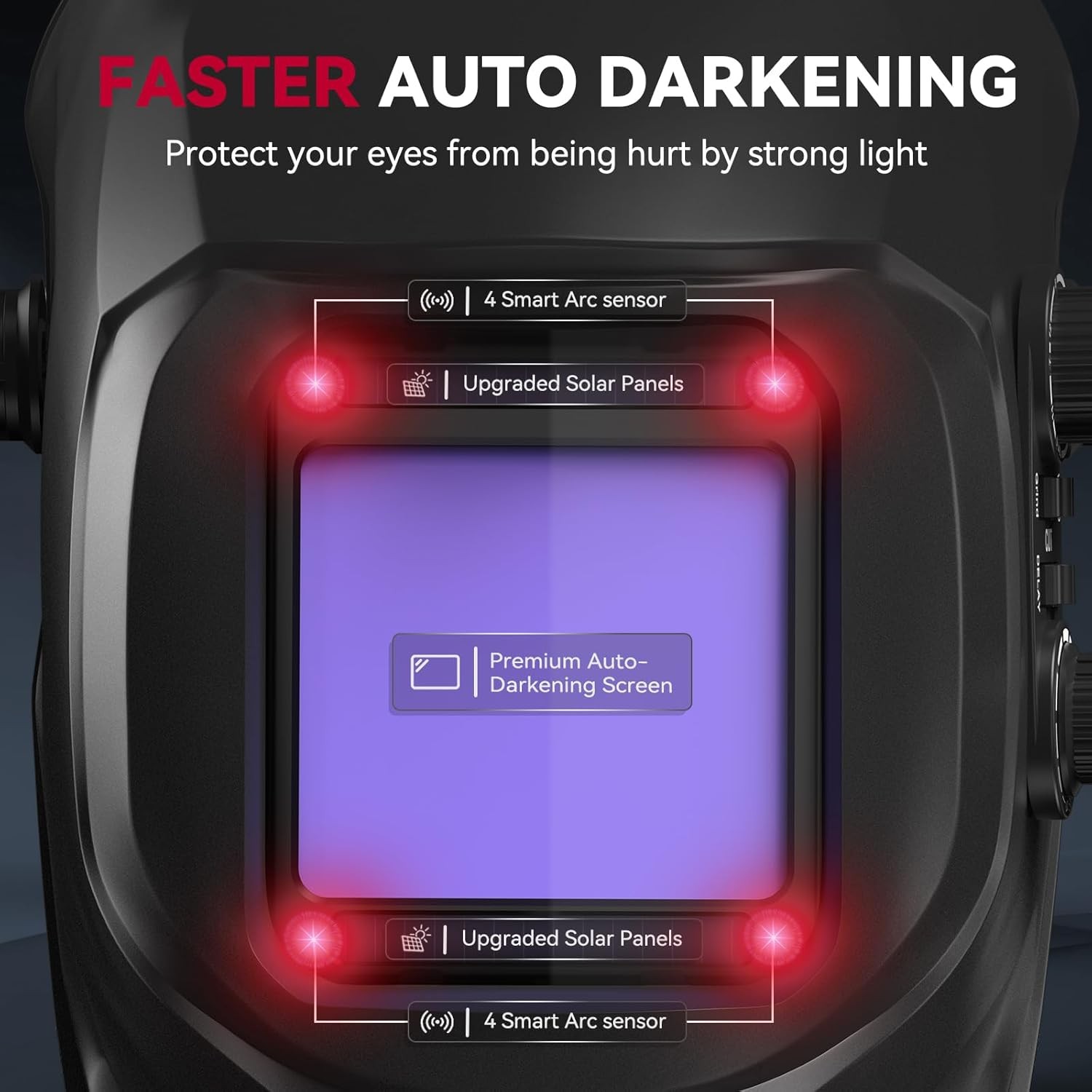 ARCCAPTA True Color Welding Helmet Auto Darkening Large Viewing W/ 4 Arc Sensor