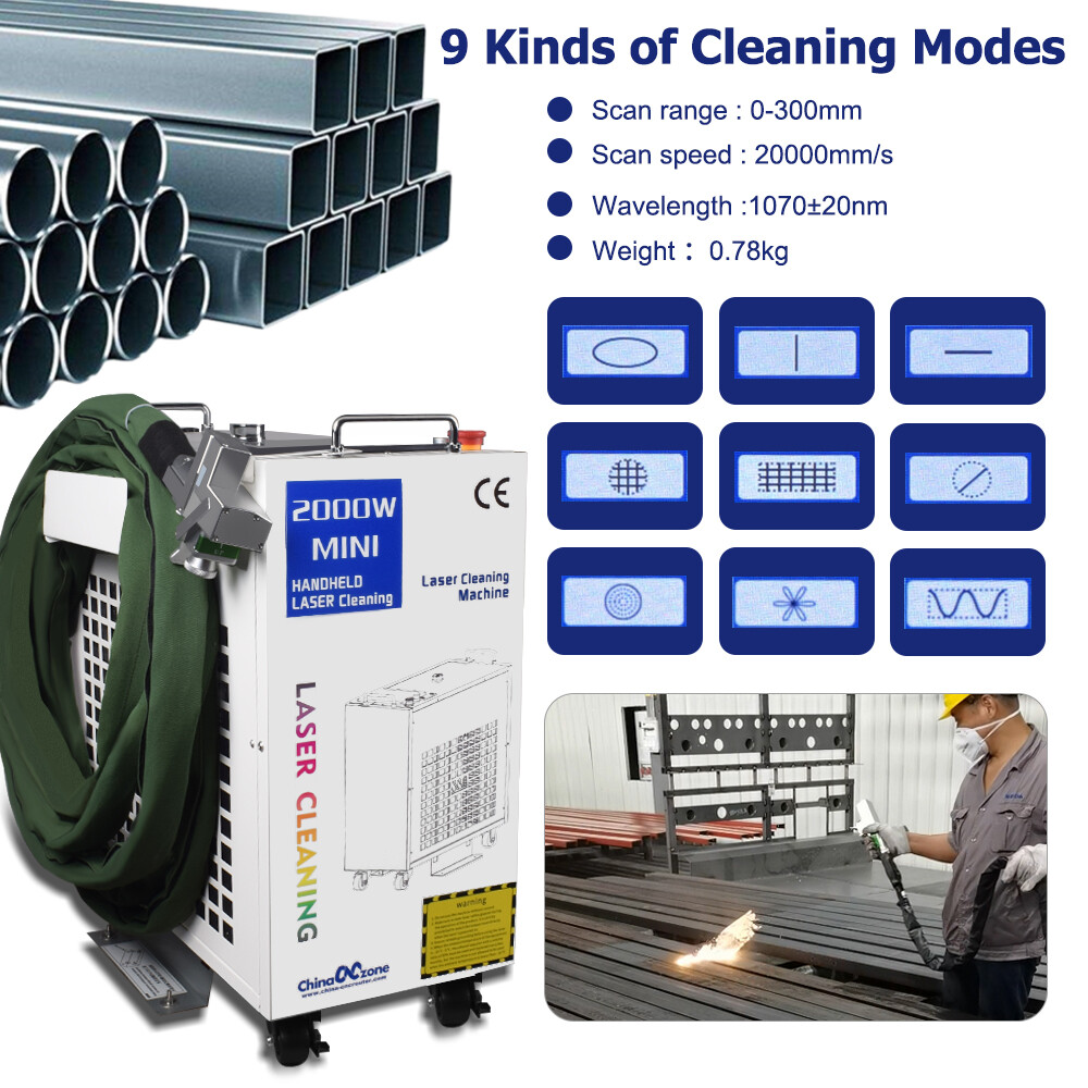 1500W Laser Cleaning Machine Remove Oil Paint Laser Rust Removal 9Cleaning Mode