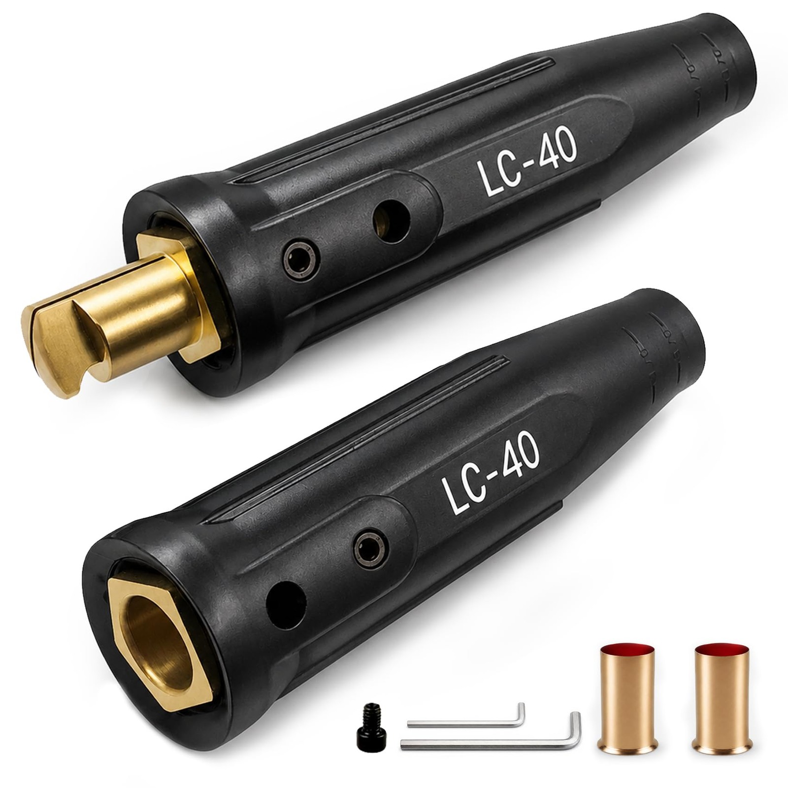 LC40 Welding Cable Quick Connector Set Male Female Fits 1/0 2/0 350 Amps Blk