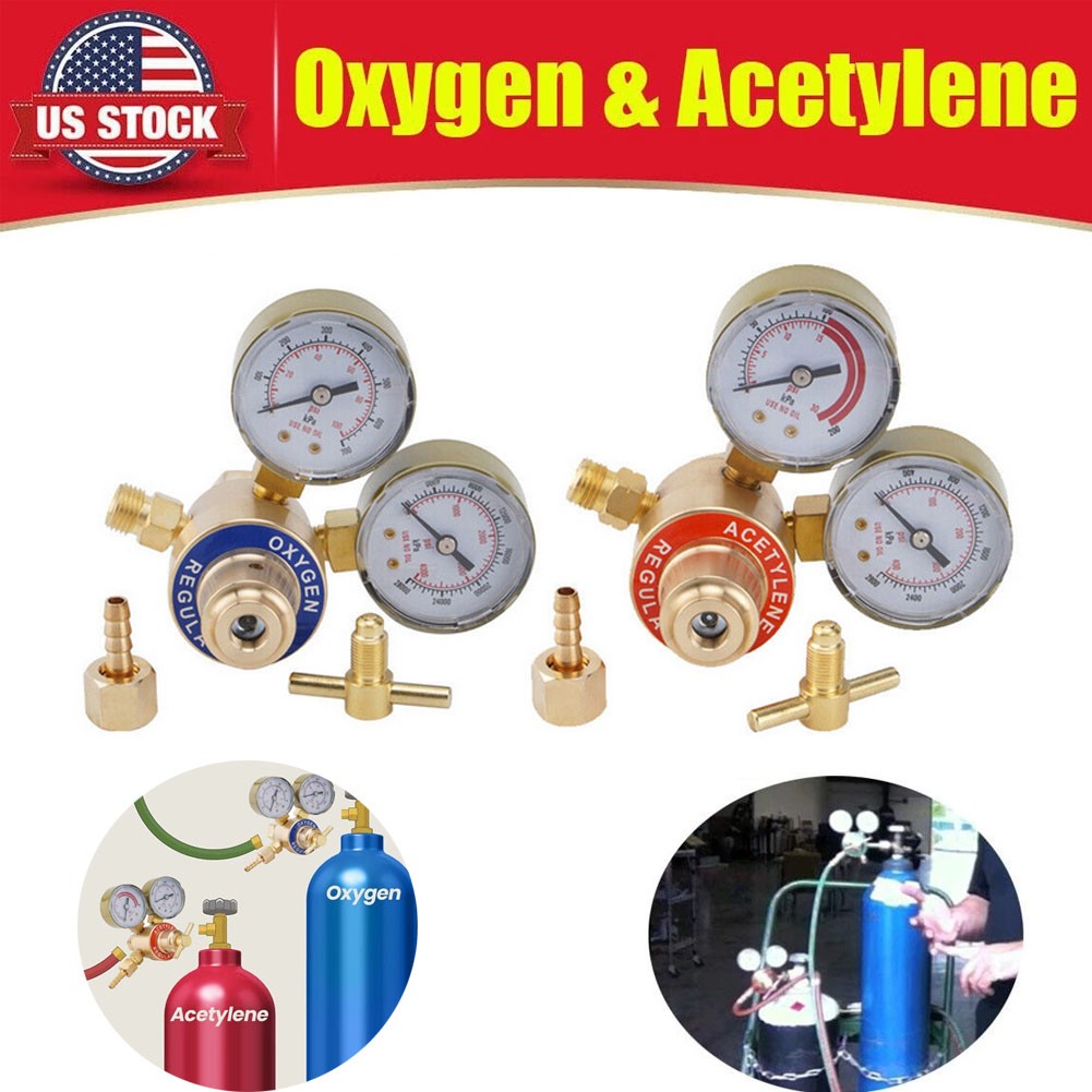 Brass Oxygen CGA540 & Acetylene CGA200 Regulators Gauges 4 Gas Welding ToBrass O