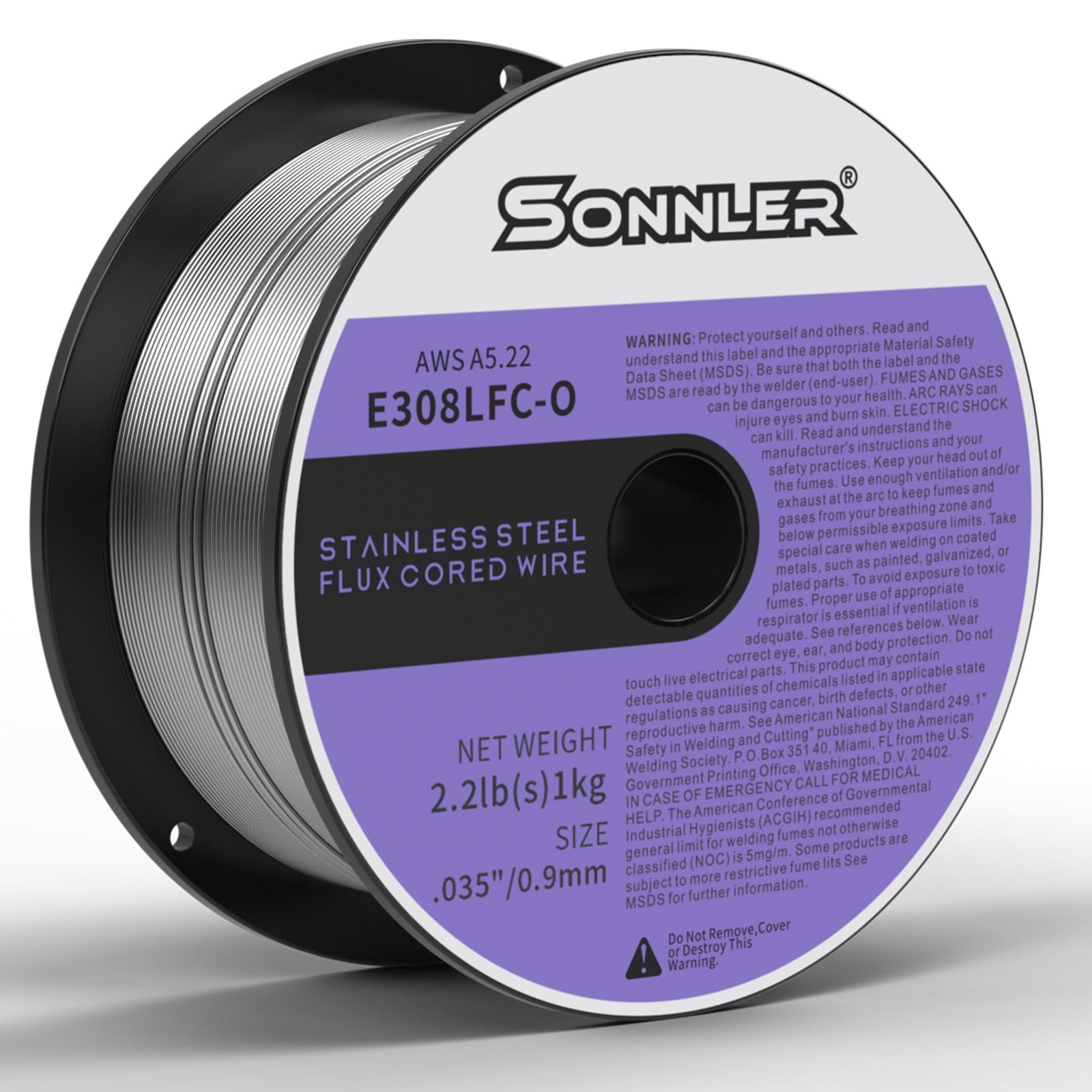E308LFC-O .035-Diameter Stainless Flux Core Welding Wire, 0.9mm SONNLER 2-pou…