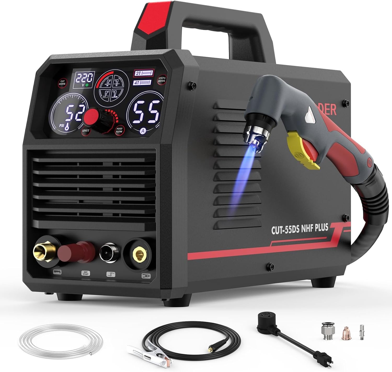 55Amp 4-in-1 Plasma Cutter, Dual Voltage Metal Cutting Machine，Gouging, Marking