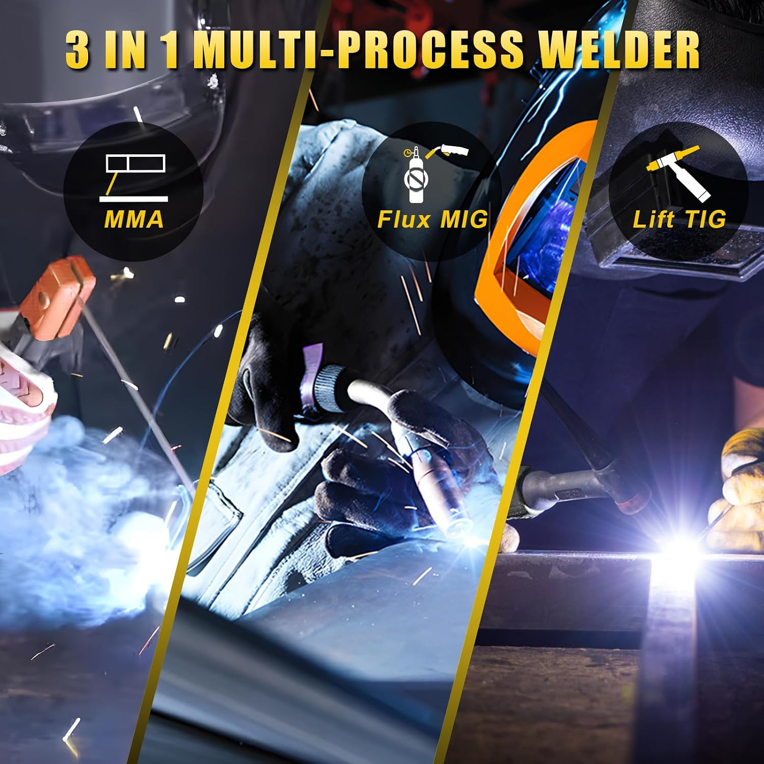 135A MIG Welder, 110V Flux Core MIG Welder/Lift Tig/Stick 3 in 1 Welding Machine