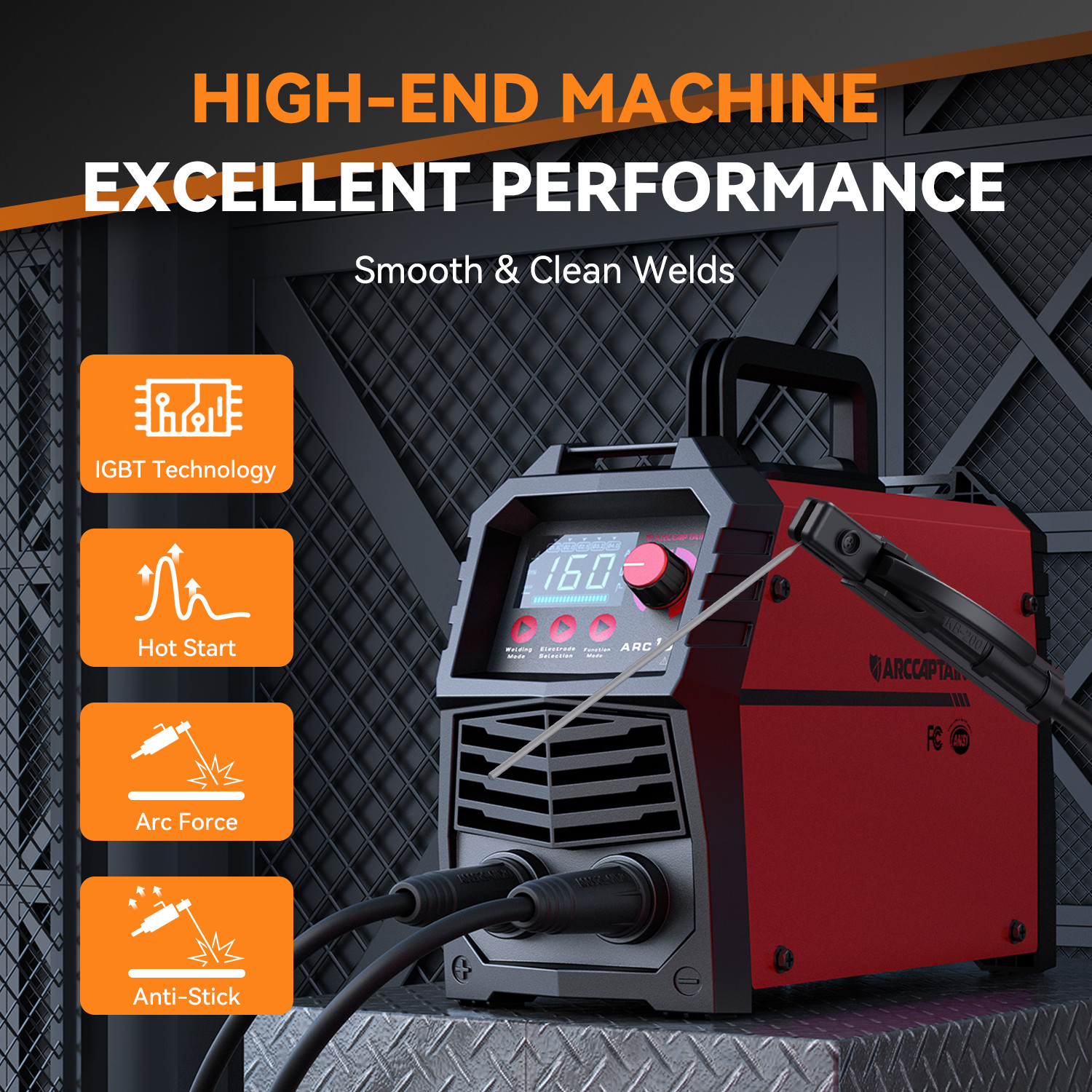 ARCCAPTAIN Upgraded 110V/220V Stick Welder Large LED Display 160A ARC/Lift TIG