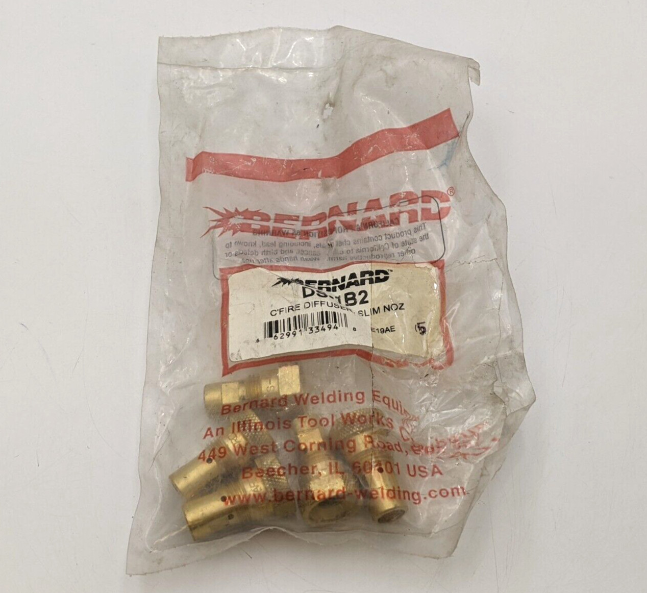 5PC Bernard DS-1B2 Centerfire Diffuser Slim Nozzle 600A 0.02-0.13in Wire MIG NOS