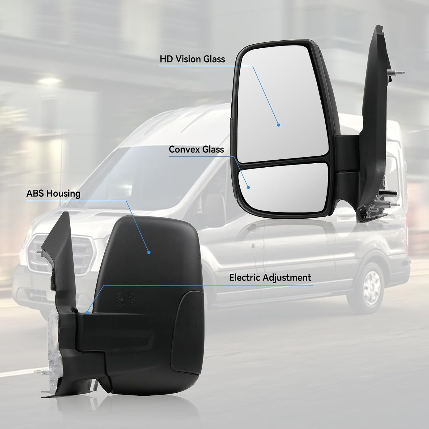Side Mirror for Ford Transit 2015-2025, Driver Left Short Arm Front Door Mirrors