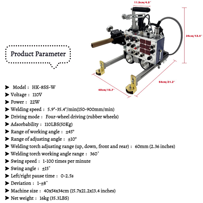 HK-8SS-W Swing Magnetic Angle Welding Machine Automatic Welding Carriage 110V