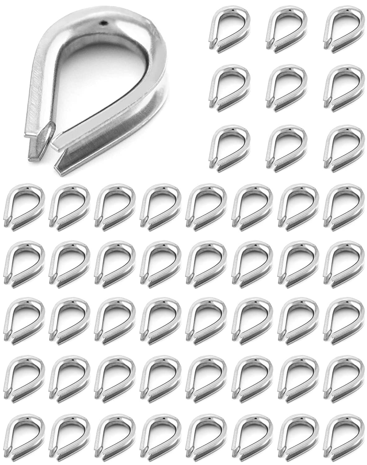 YAMASO 50pcs 1/16″ M2 Stainless Steel Thimble for Diameter Wire M2, silver