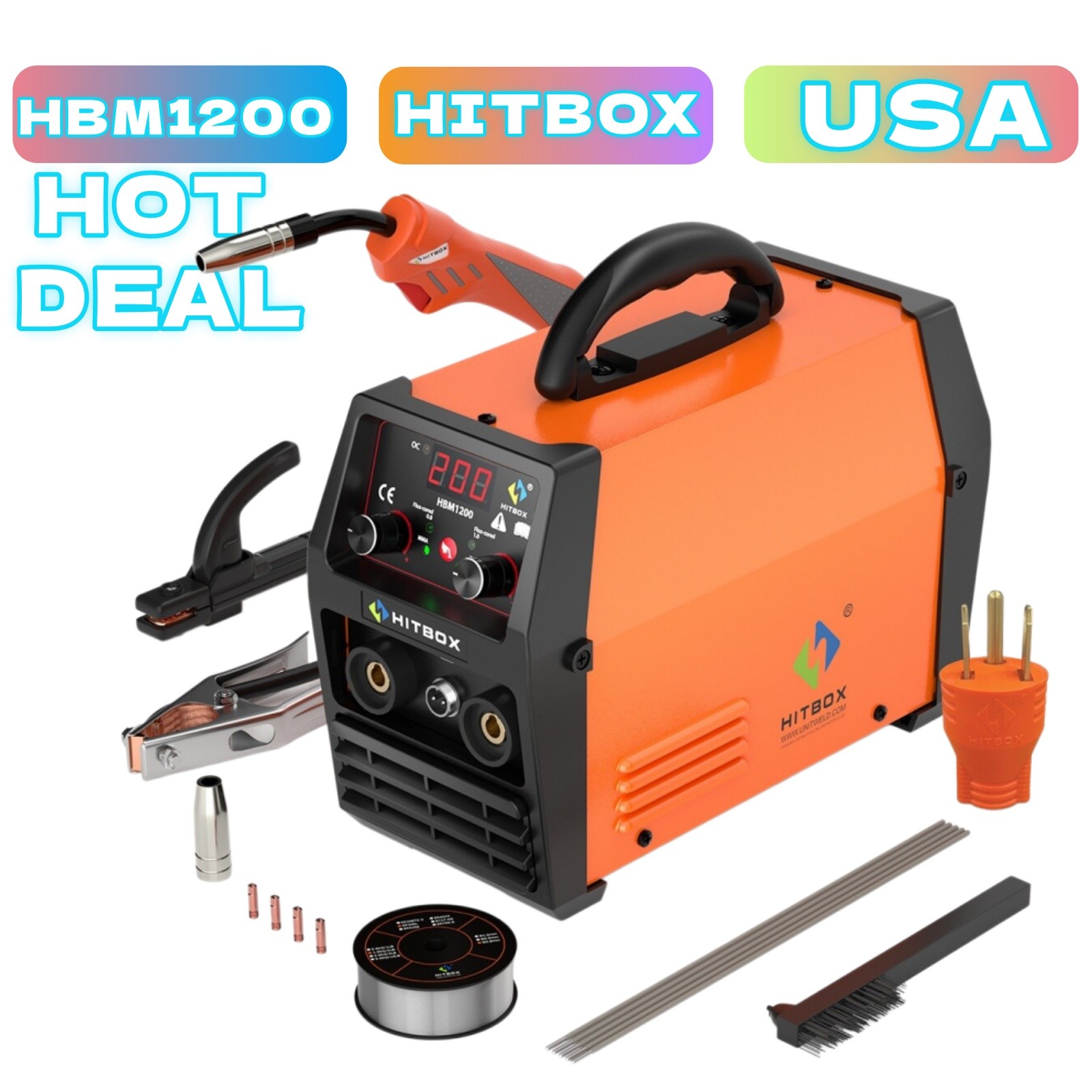 HITBOX 3IN1 MIG Welder,Inverter 110/220V ARC MIG Gasless Welding Machine