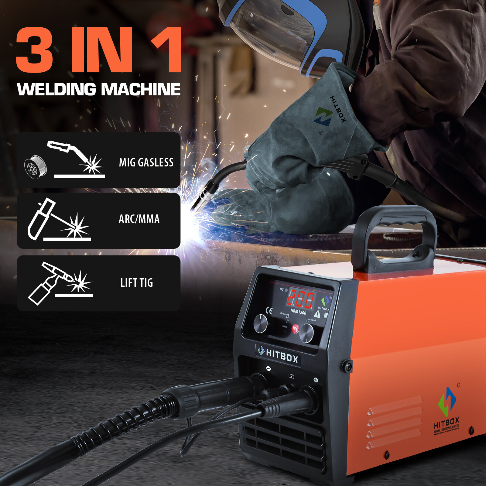 3 in 1 MIG Welder Flux Core 110V 220V DC MMA LIFT TIG MIG Welding Machine Hitbox