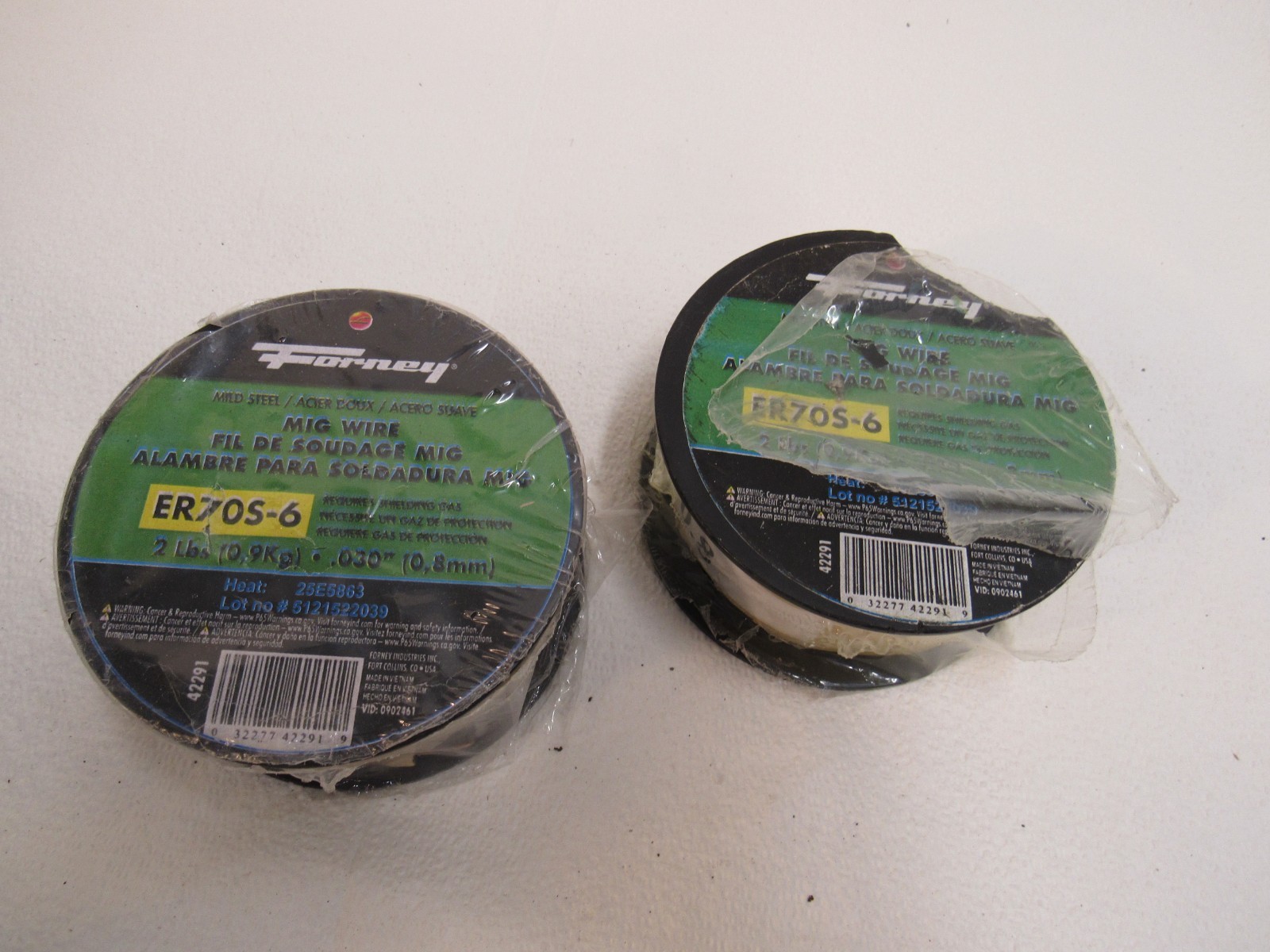 Forney MIG Wire Mild Steel Spool 2lbs Pack ER70S-6 42291 .030″ Dia Lot of 2