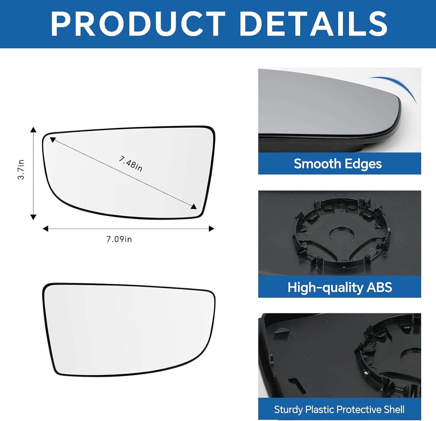 Lower Left and Right Side Mirror Glass Replacement for Ford Transit 150 250 350
