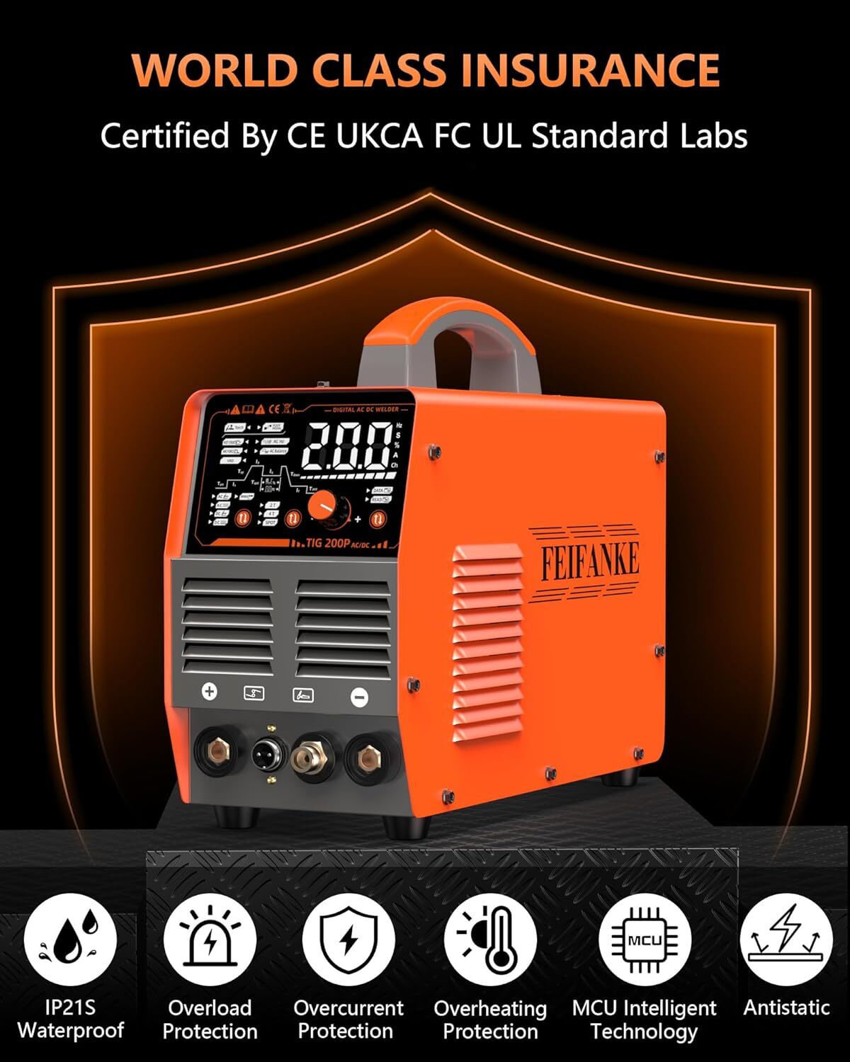 FEIFANKE TIG Welder 200A, 7 IN 1 ARC/AC/DC TIG/Pulse TIG Welder for steel, Alum