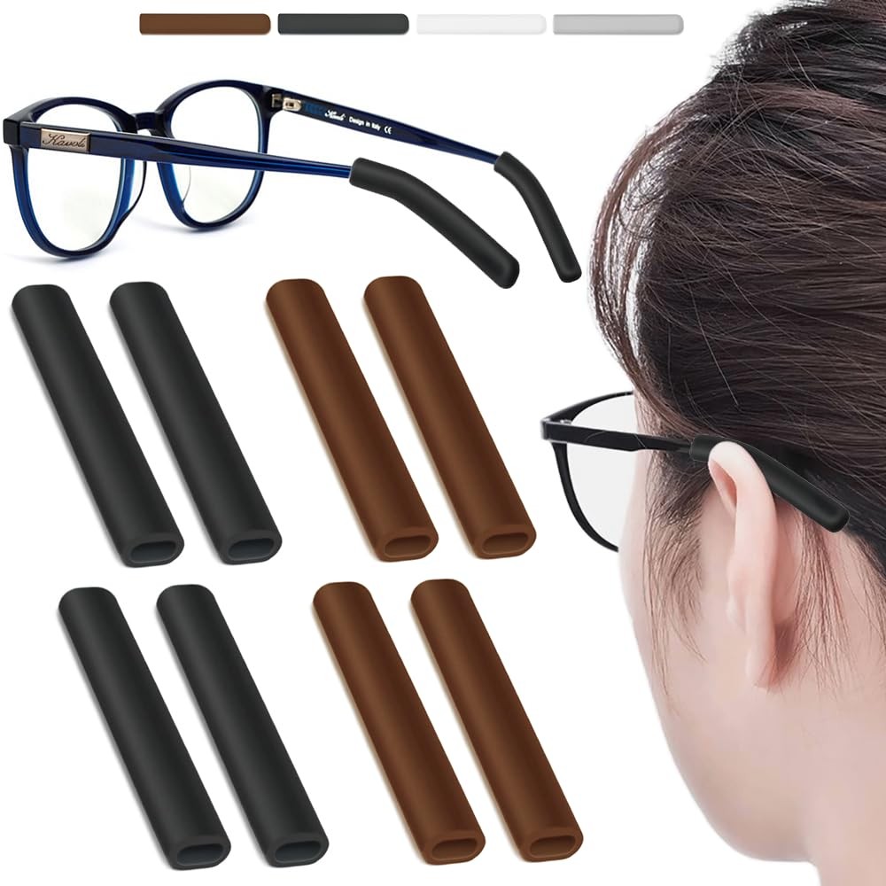 4 Pairs Silicone Glasses Ear Cushion, Eye Glasses Ear Grippers Anti Slip, Gla…
