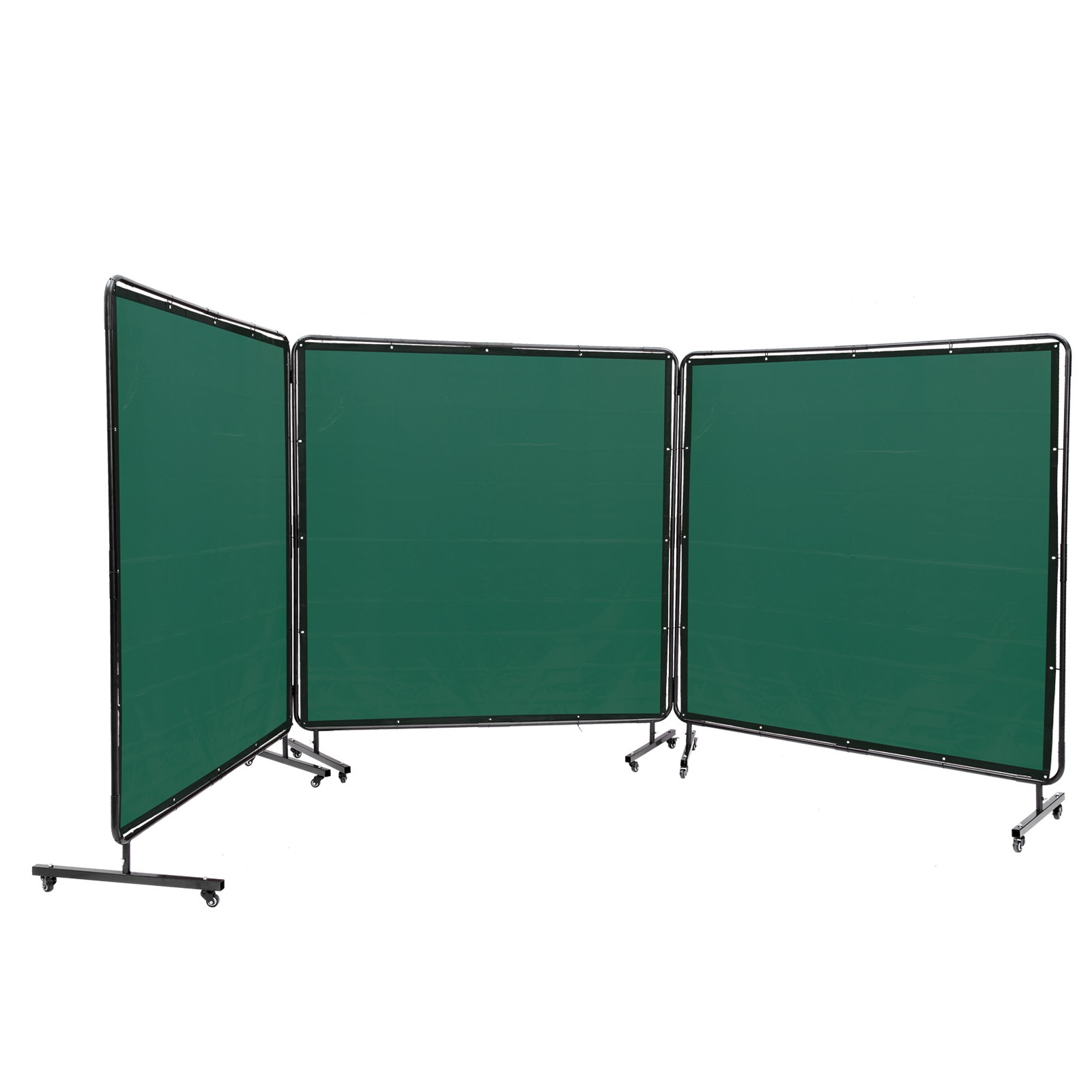 Uimoso Three-Panel Welding Screen with Frame, 6′ x 6′, Includes 12 Wheels