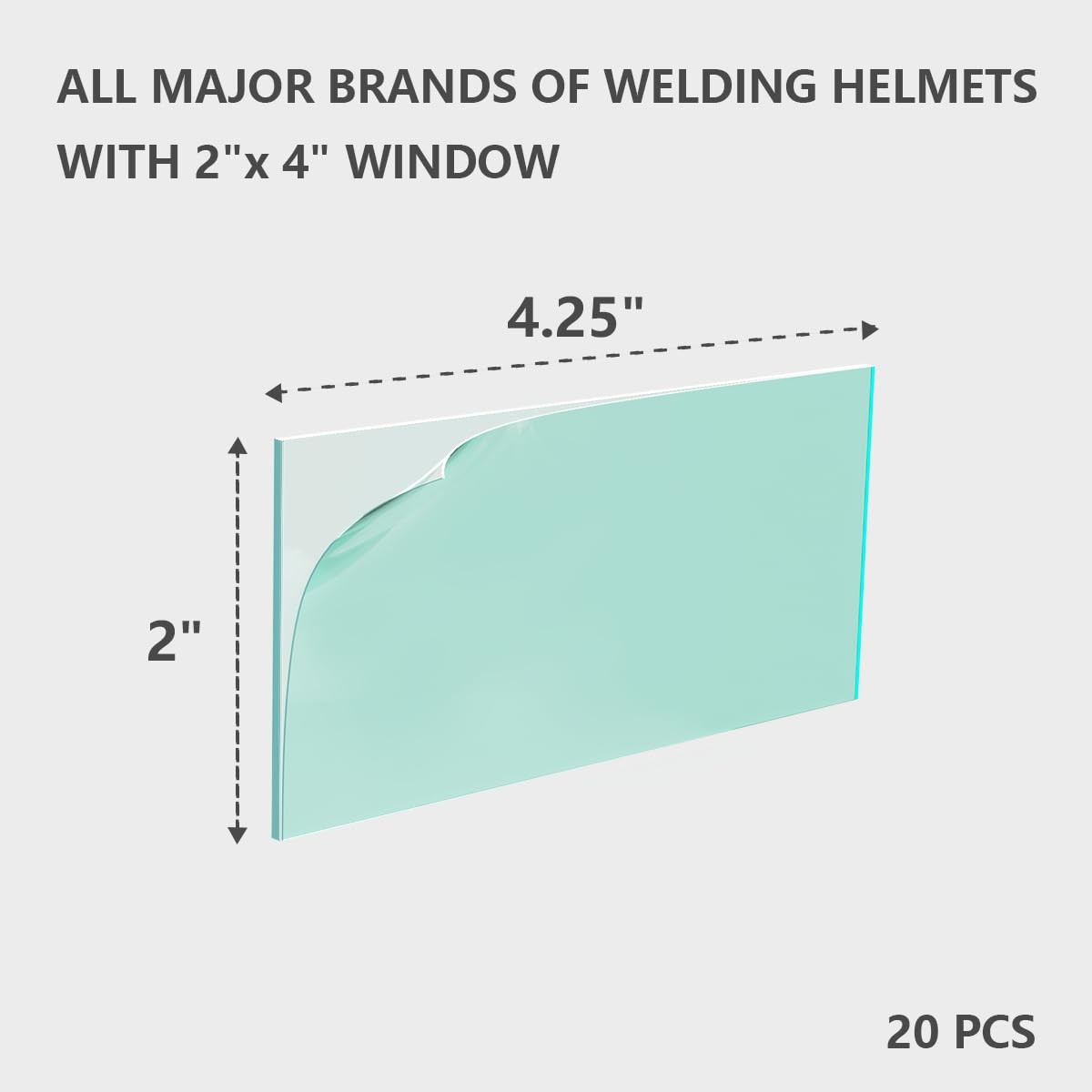 2” x 4.25” Welding Helmet Hood Replacement Clear 2″ x 4.25″, transparent