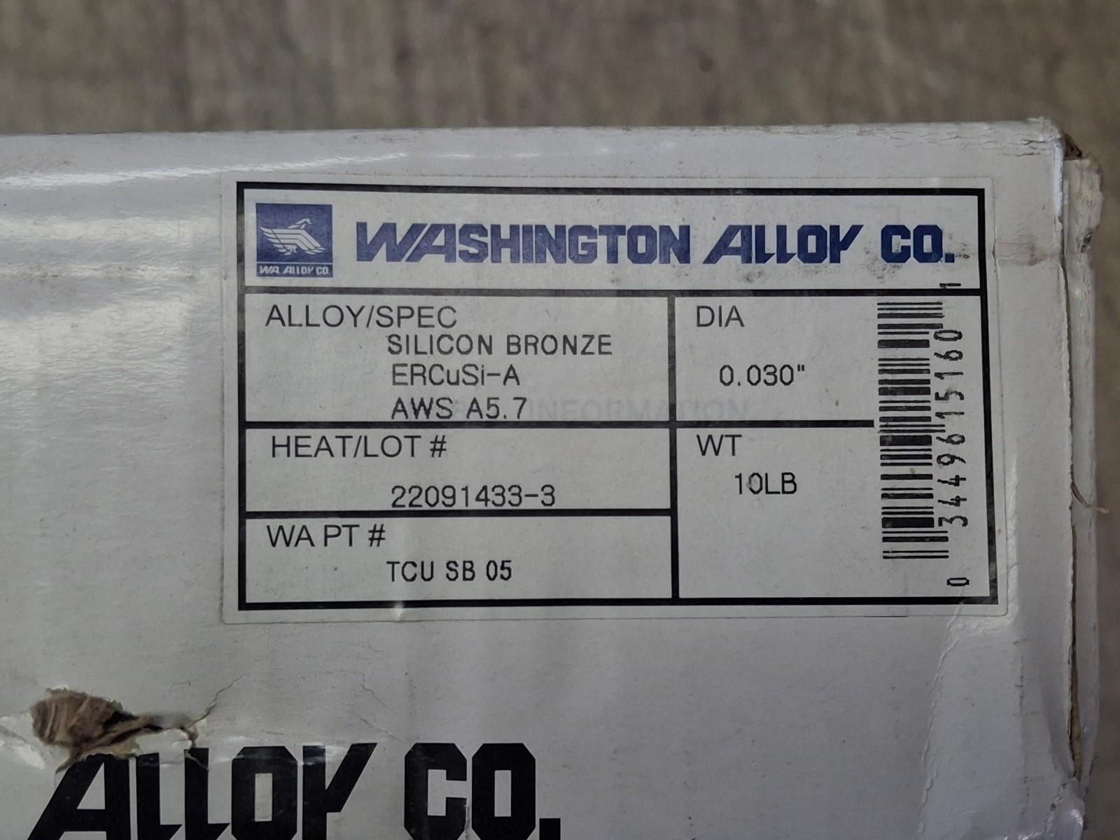 Washington Alloy ERCuSi-A .030″ Silicon Bronze MIG Welding Wire 10# Spool