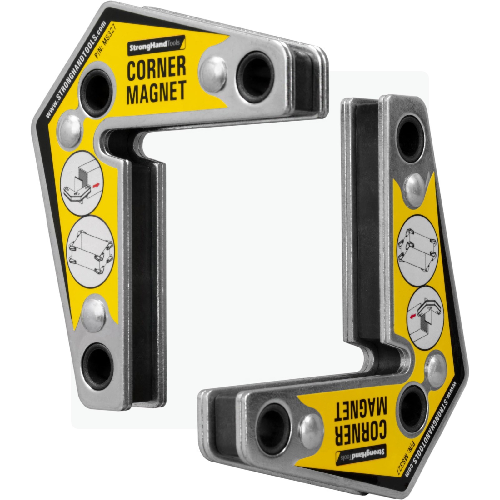 Magnetic Corner Squares Twin Pack – 12°, 90°, 60° Angles, 30 lbs Pull Force, Low
