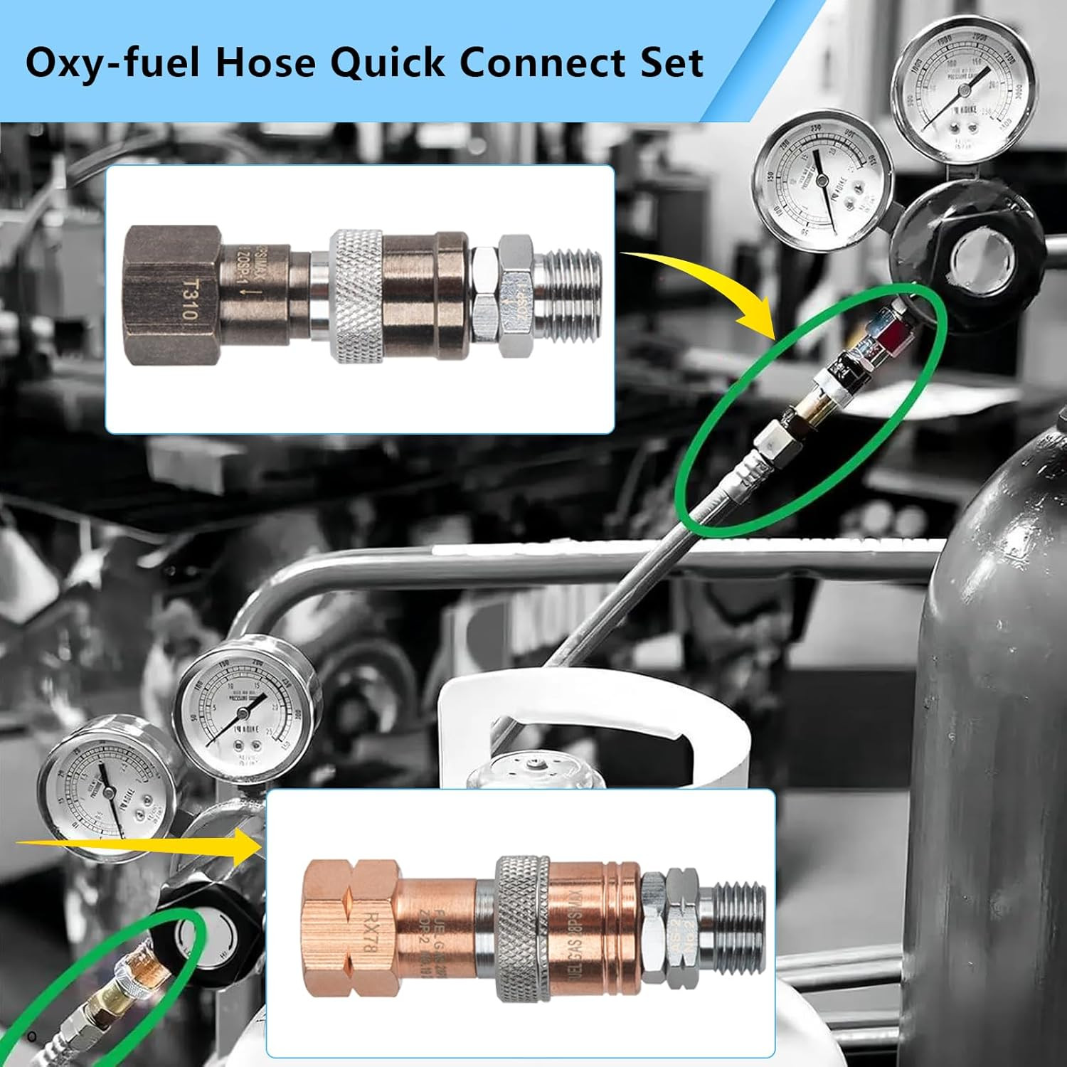 Oxy Acetylene & Cutting Torch Quick Connect Fittings | 9/16″ Type B | Solid Bras