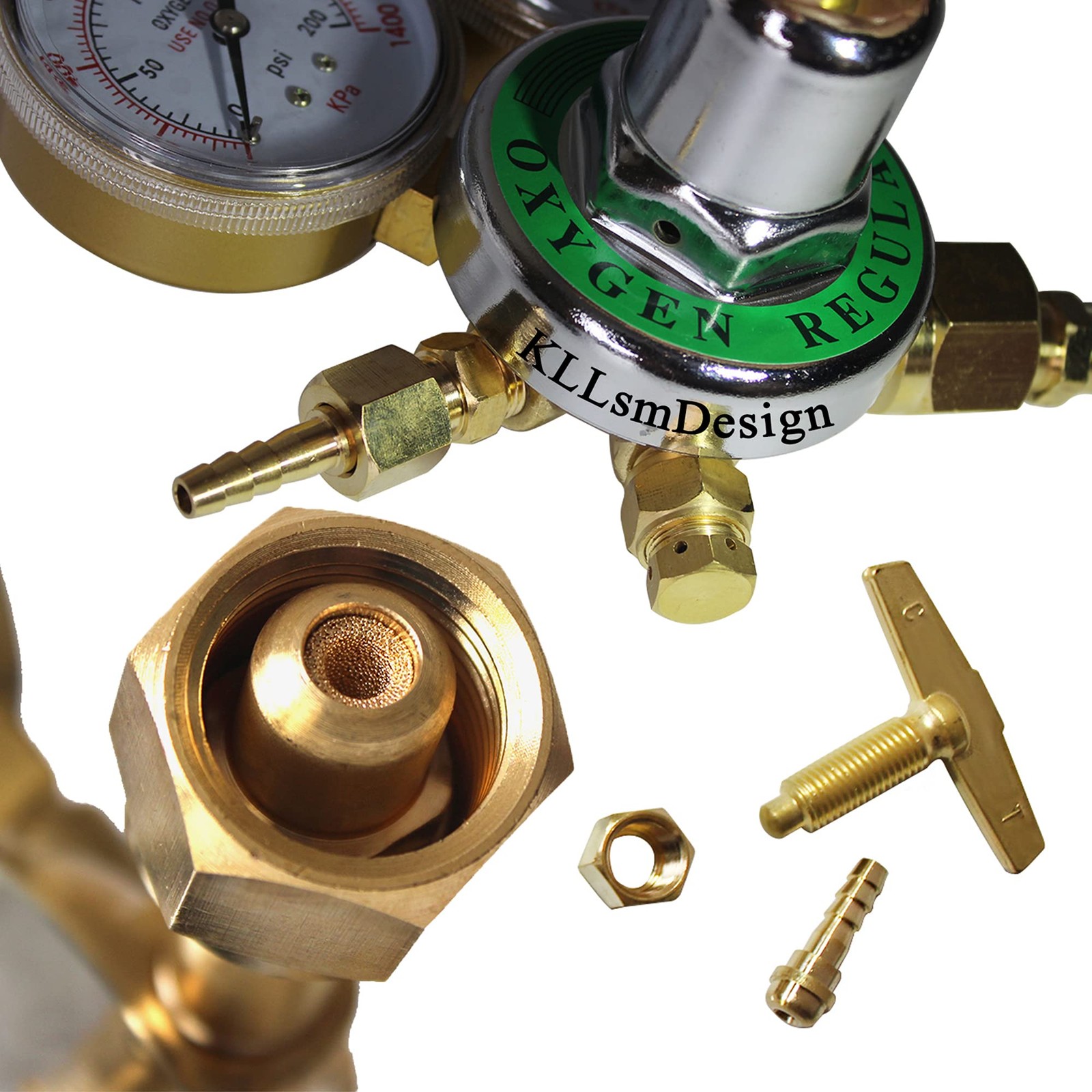 KLLsmDesign Heavy Duty Oxygen Regulator, Large Tank Gauge Cutting Torch Regul…