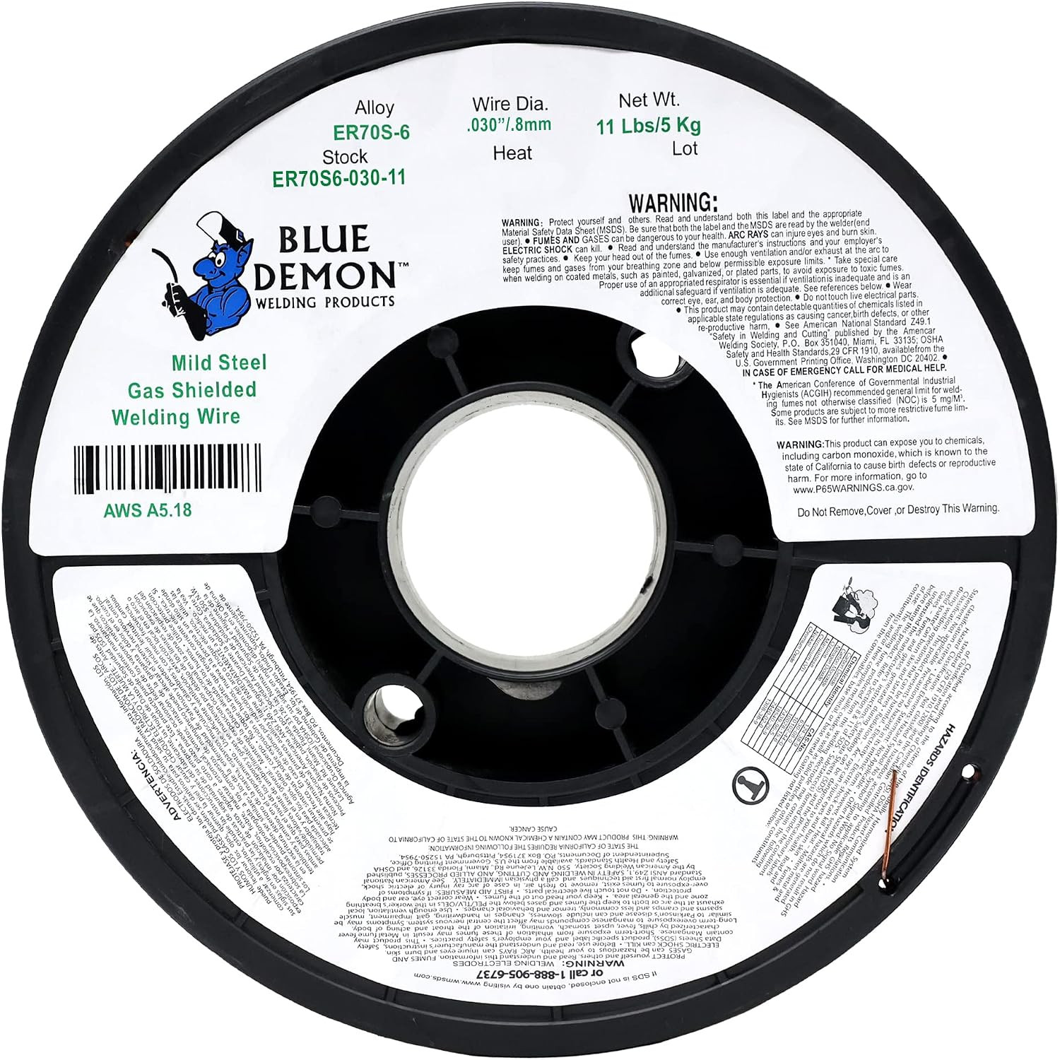 ER70S6 X .030 X 11 LB MIG/GMAW Carbon Steel Welding Wire, All Position, Low Spat