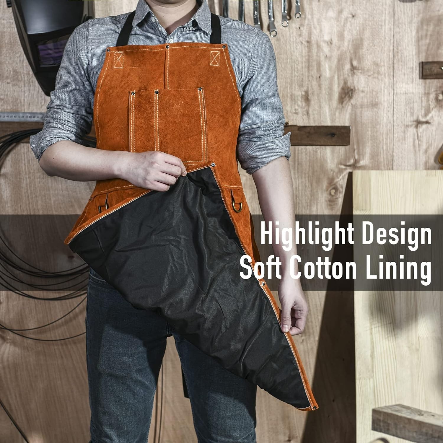 Leather Welding Apron – Heat & Flame Resistant, 24″x36″ for Men & Women