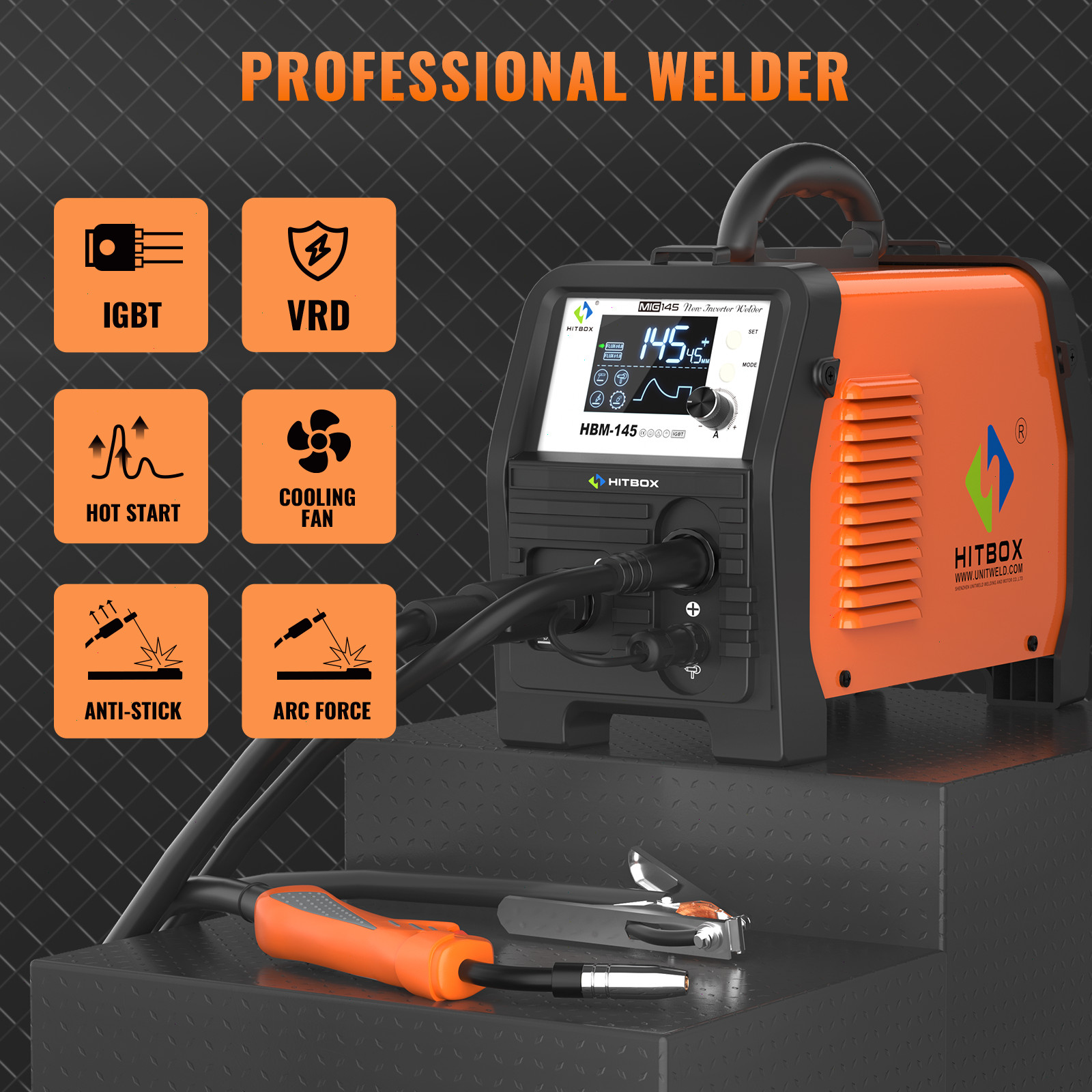 Light Weight 110V/220V 145A Flux MIG Welder Lift-TIG Stick 3 in1 Welding Machine