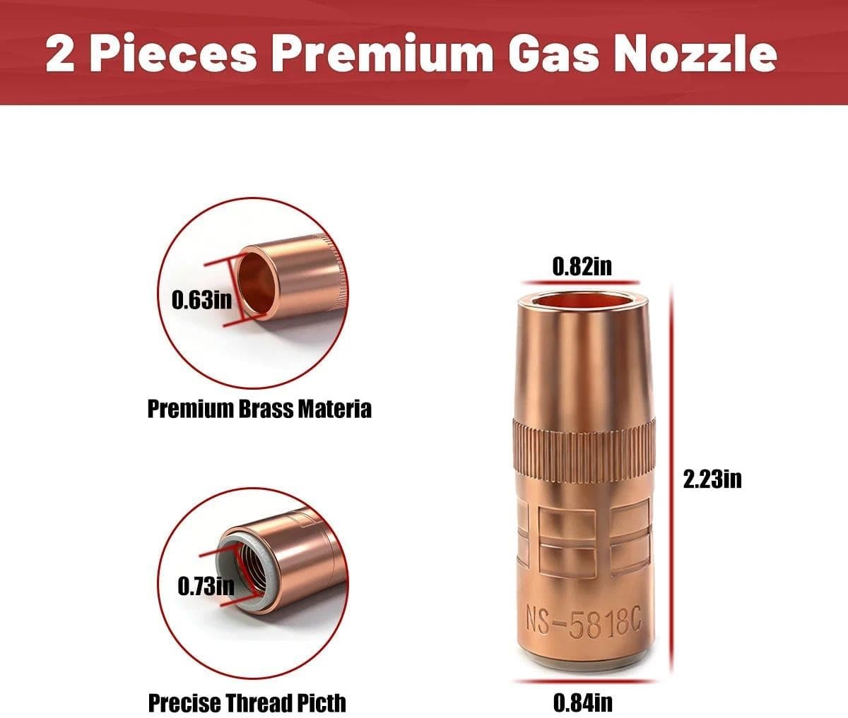 5PK Mig Welding Nozzle N-5818C Large 5/8″ 1/8″ Recess For Bernard Centerfire Gun