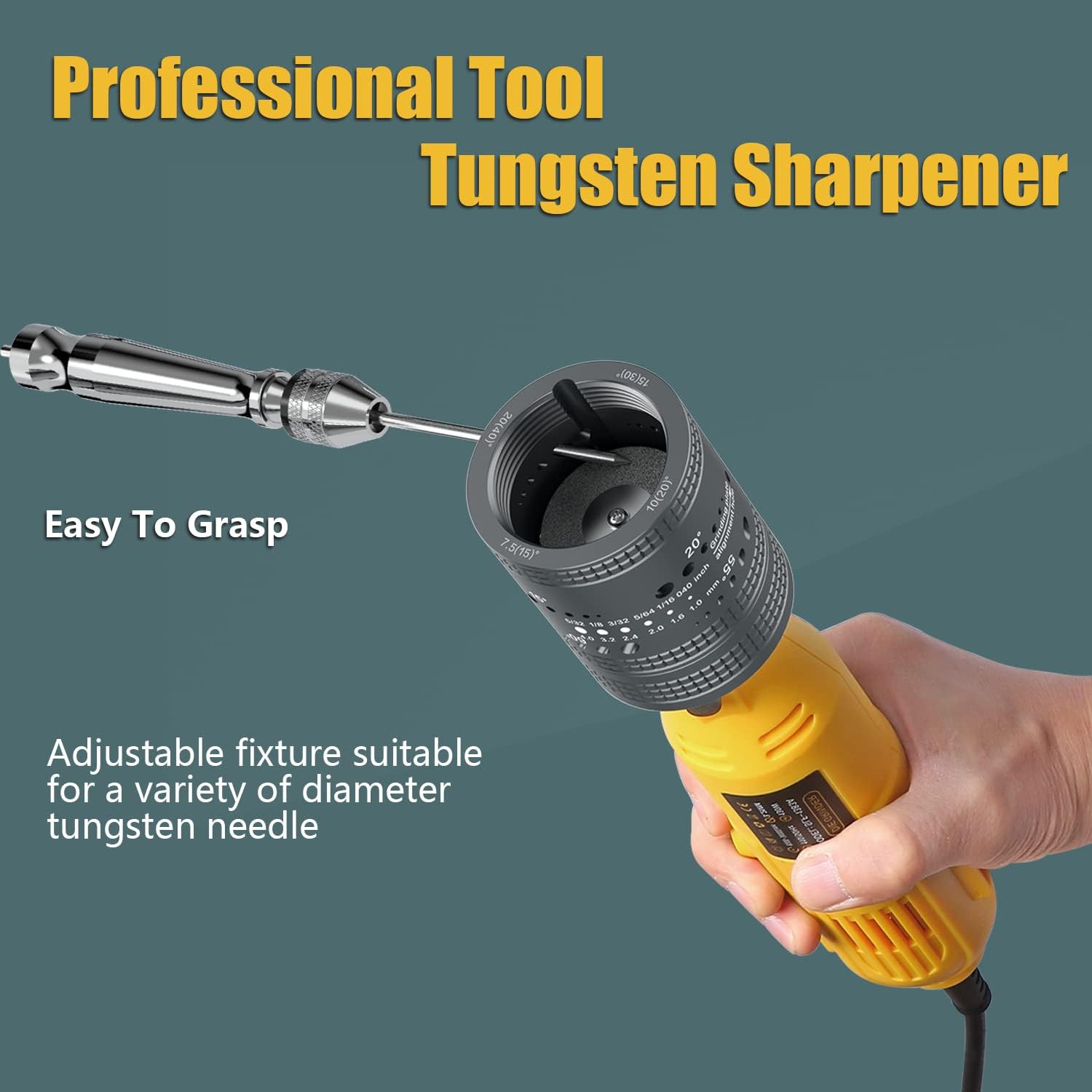 Tungsten Electrode Sharpener Grinder Head,Tig Welding Tool with Cut-Off Slot wit