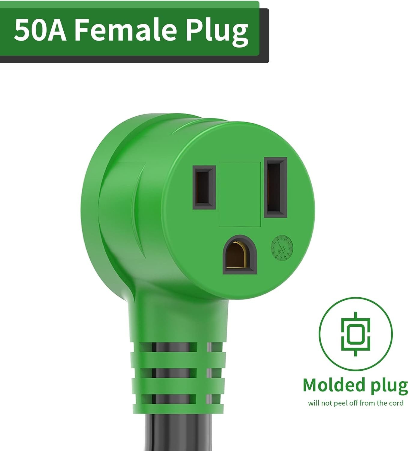 Welder Adapter for Generators 30A to 50A 12 Inch Green NEMA L14-30P to 6-50R