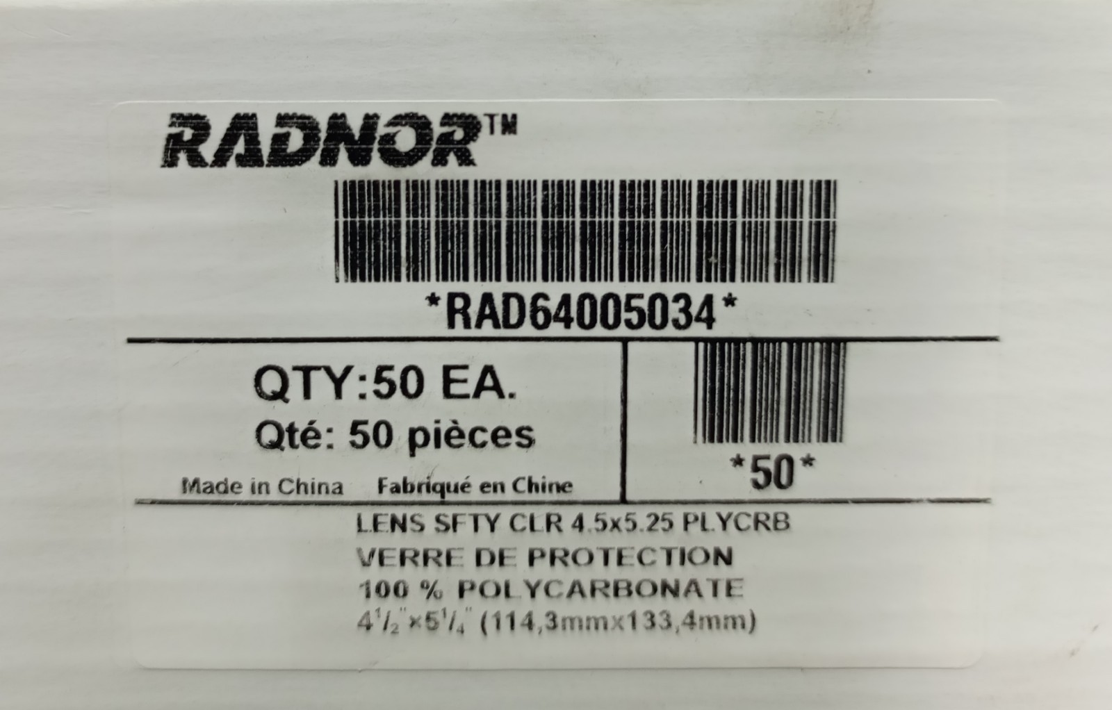 Lot Of 50 Radnor Safety Plate 4-1/2″×5- 1/4″