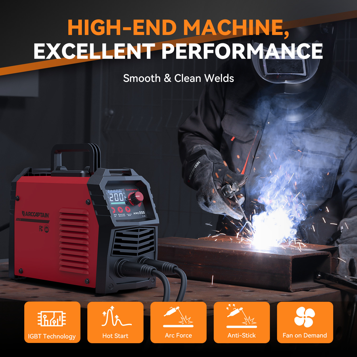 ARCCAPTAIN Stick Welder 200A ARC/Lift TIG Welding Machine & Welding Work Aprons