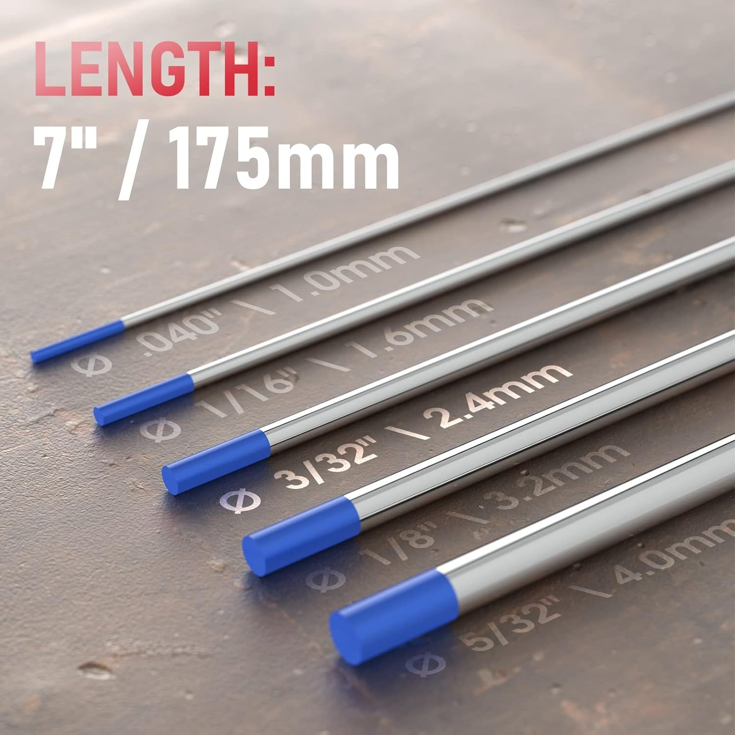 TIG Welding Tungsten Electrode 2% Lanthanated 3/32″ X 7″ (Blue, Wl20/Ewla-2) 10-