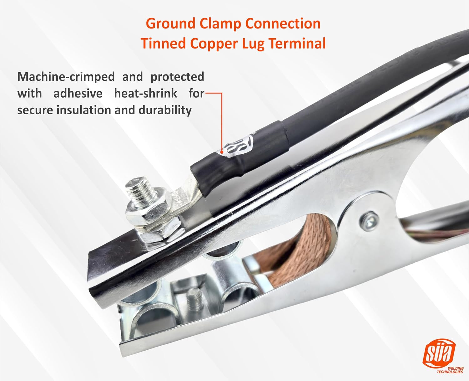 150 Amp Welding Ground Clamp Lead Assembly – Dinse 10-25 Connector – #4 AWG 100%