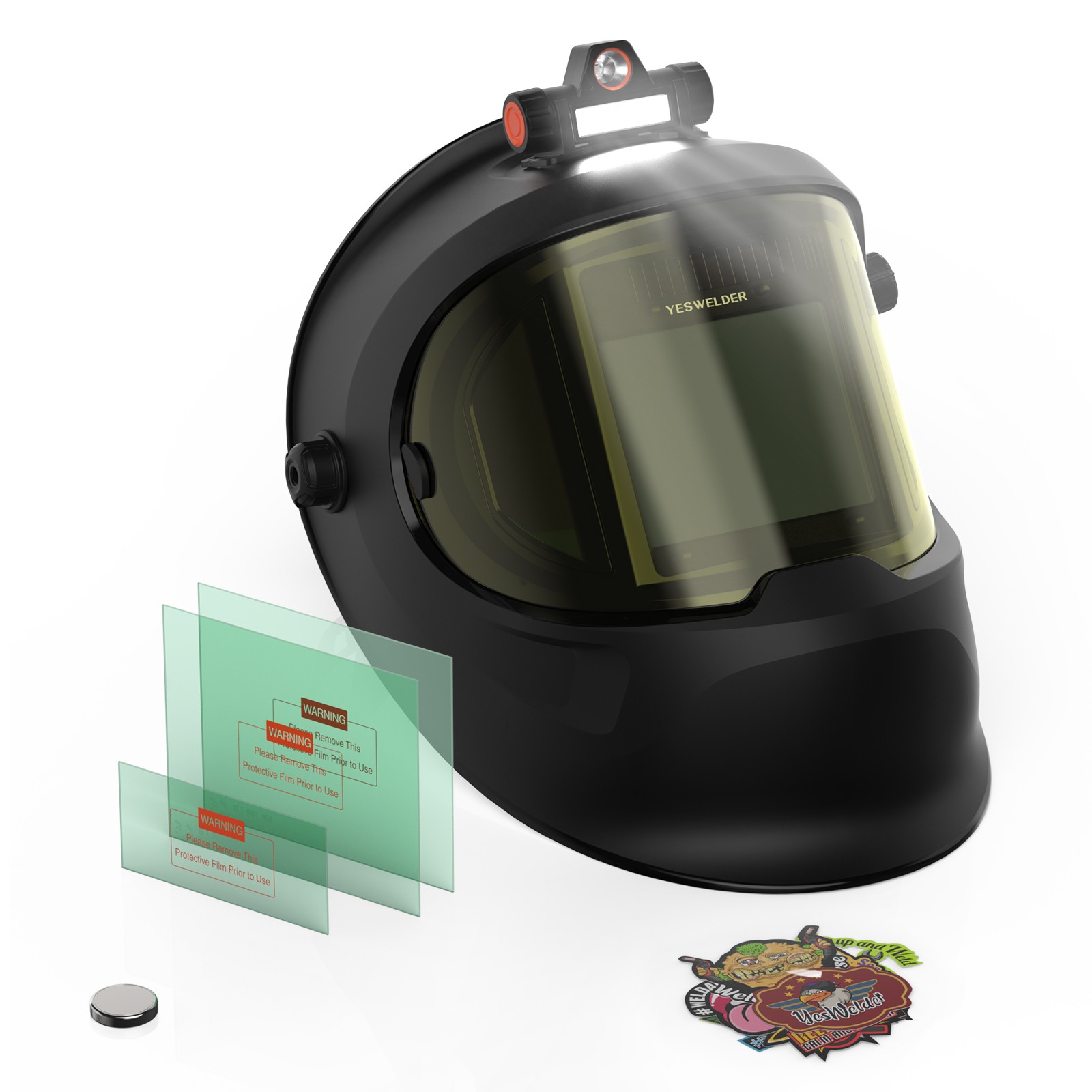 Manual LED Auto Darkening Welding Helmet 180° Panoramic View, 1/1/1/1